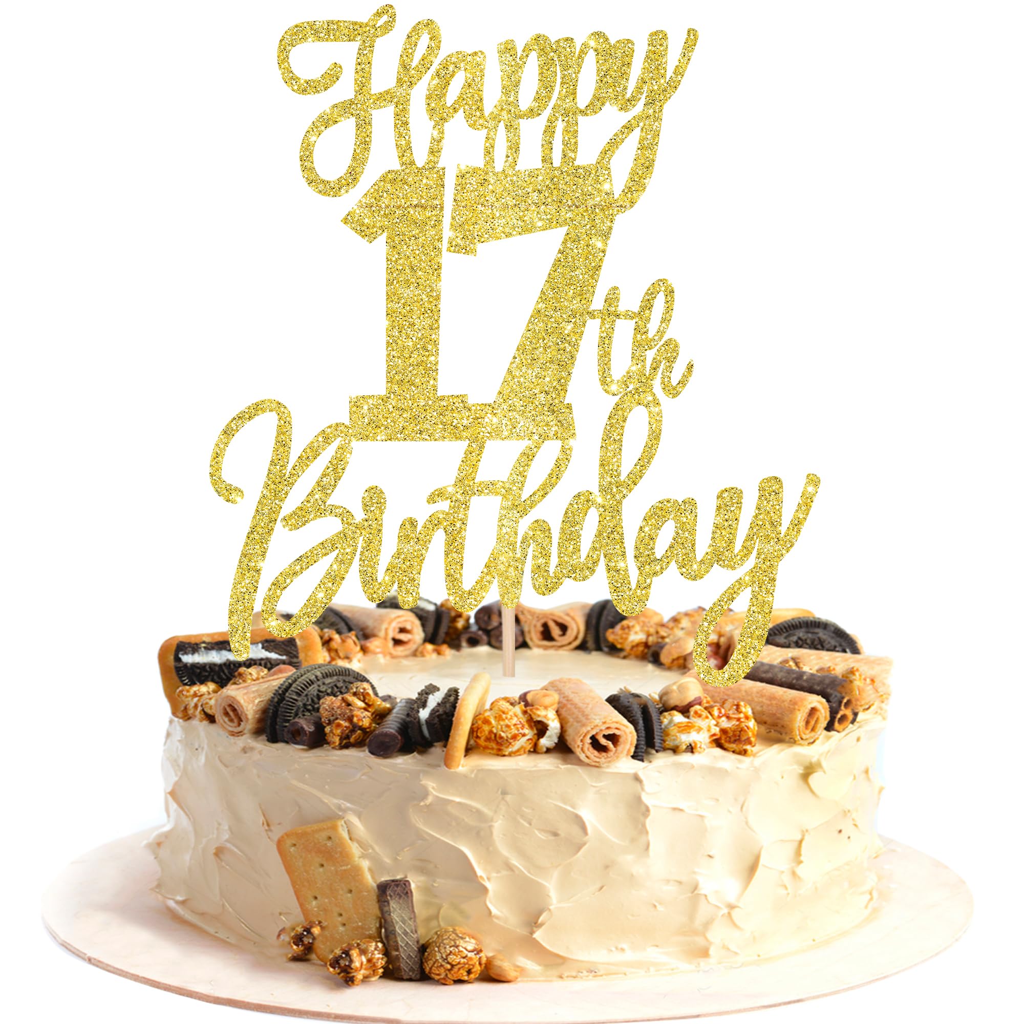 Amazon.com: 1 PCS Happy 17th Birthday Cake Topper Glitter Cheers to 17 ...