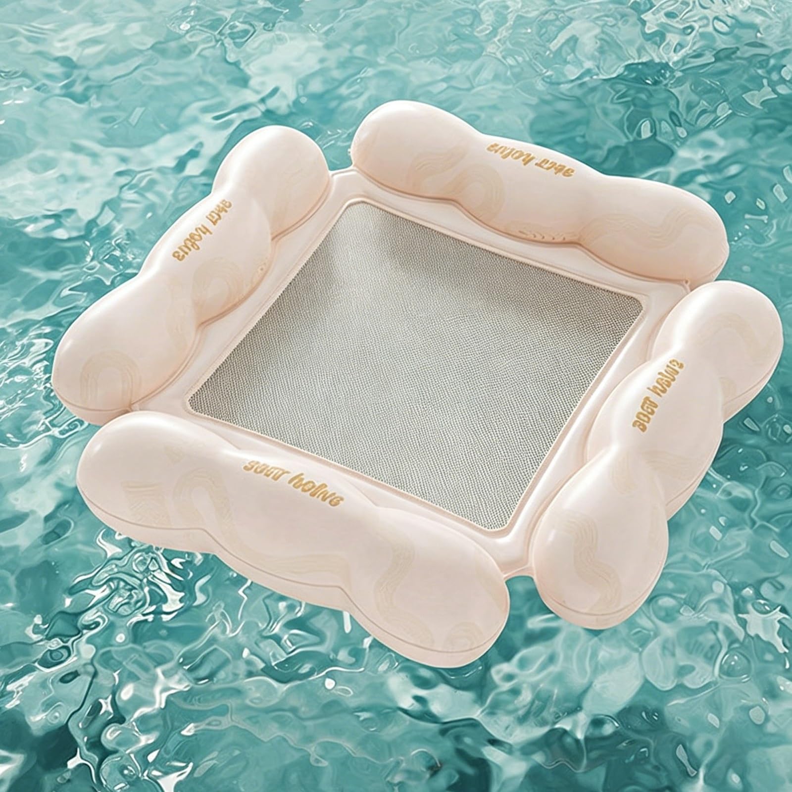 Materassino Piscina, Amaca Gonfiabile da Mare, Design a Quattro Airbag, Design a Rete Intermedia, per Fiumi e Località Balneari