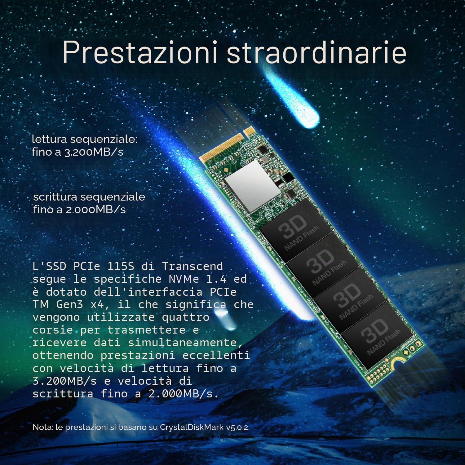 Transcend SSD 250GB M.2 MTE115S (M.2 2280) PCIe Gen3 x4 NVMe - TS250GMTE115S
