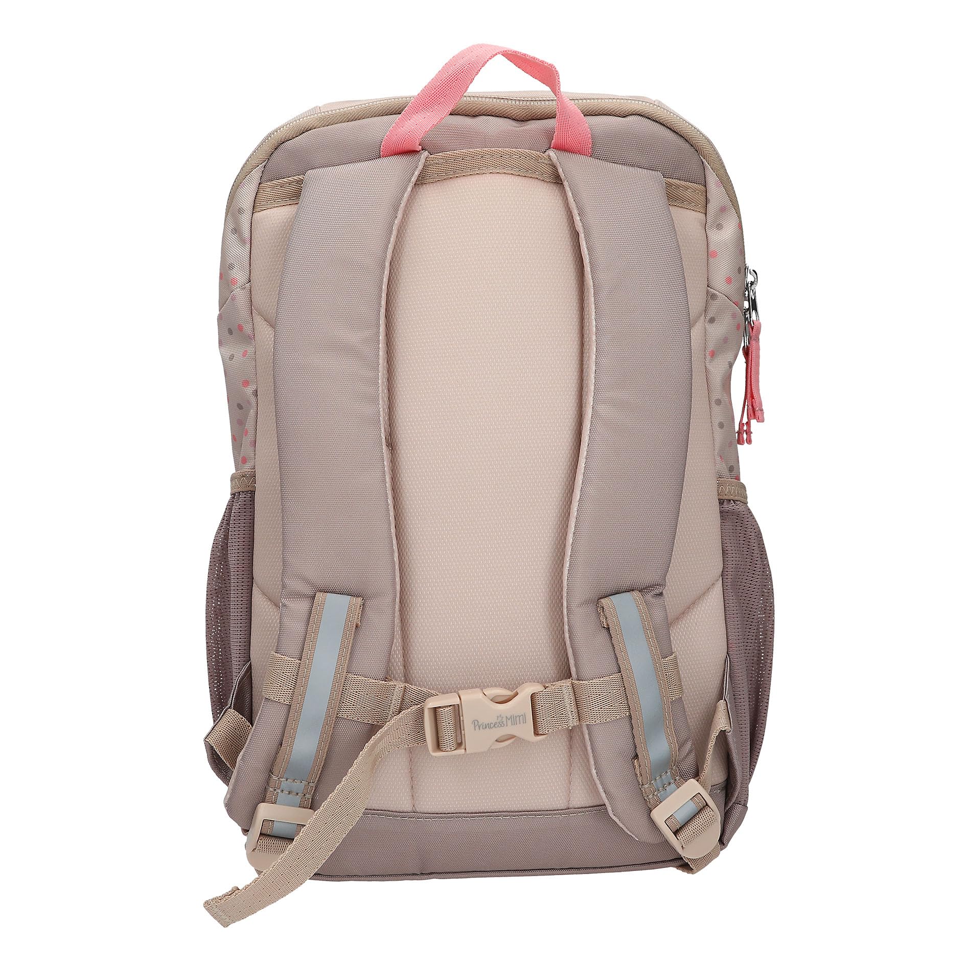 Depesche 13993 Princess Mimi - Ergonomischer Rucksack in Braun und Beige, mit Hunde-Gesicht, applizierten Schlappohren und Pünktchen-Muster, Tasche mit verstellbaren Trägern