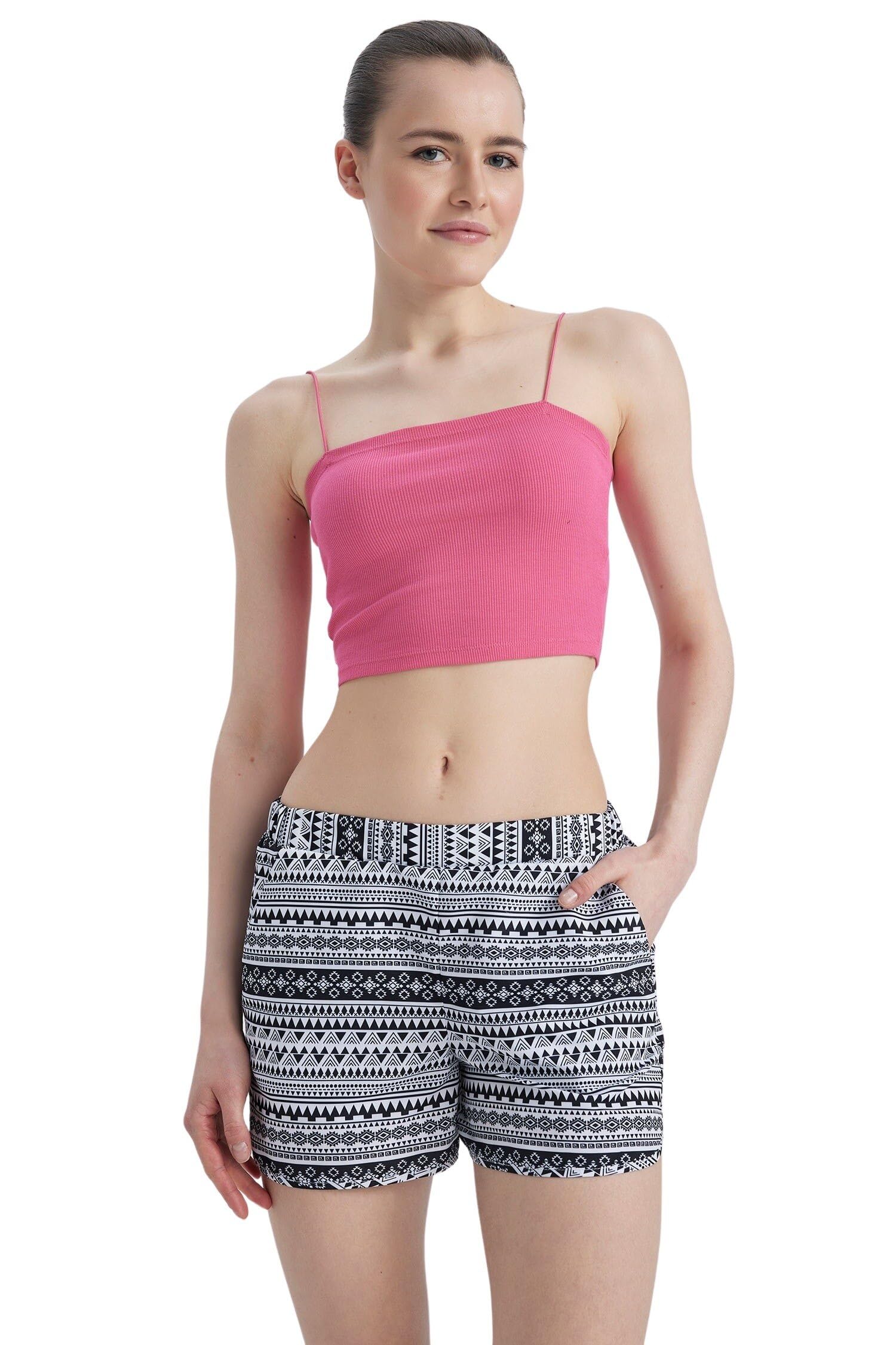 DeFacto Regular Fit Etnik Desenli Deniz Şortu