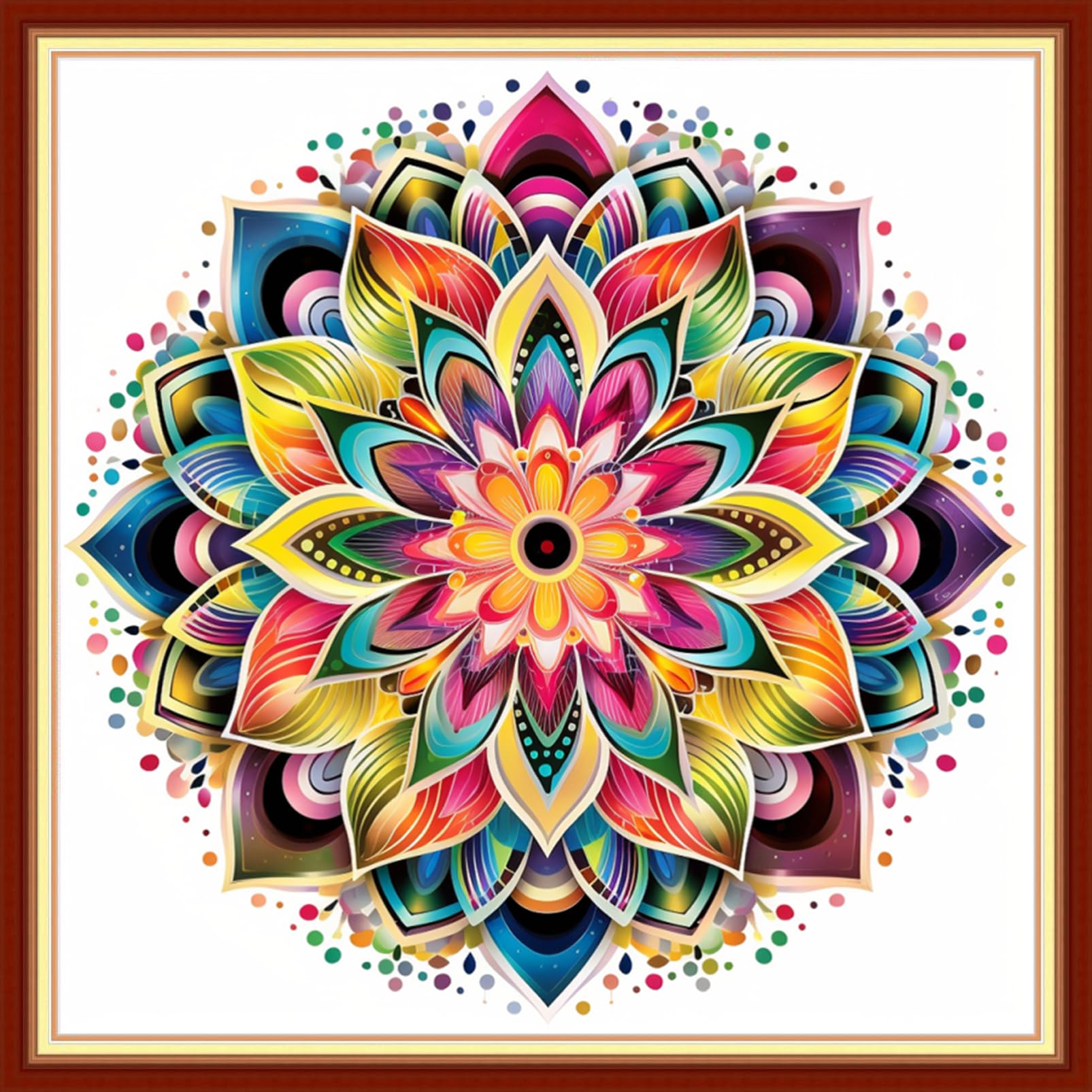 Joyhoor Cross Stitch Kits for Beginners Stamped Cross-Stitch Supplies Needlework preprint Embroidery Kits for Adults DIY Needlepoint Kits Embroidery Patterns 11CT- Magic Mandala 18x18 inchs