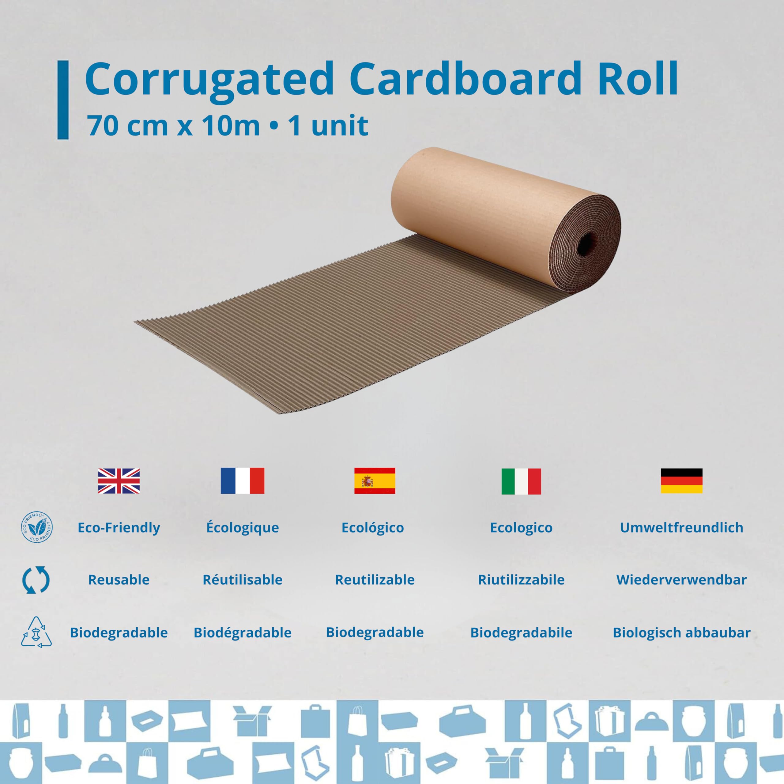 Espirito Rebelde Rollo de cartón ondulado 70 cm x 10 m – Embalaje de protección resistente, perfecto para envíos