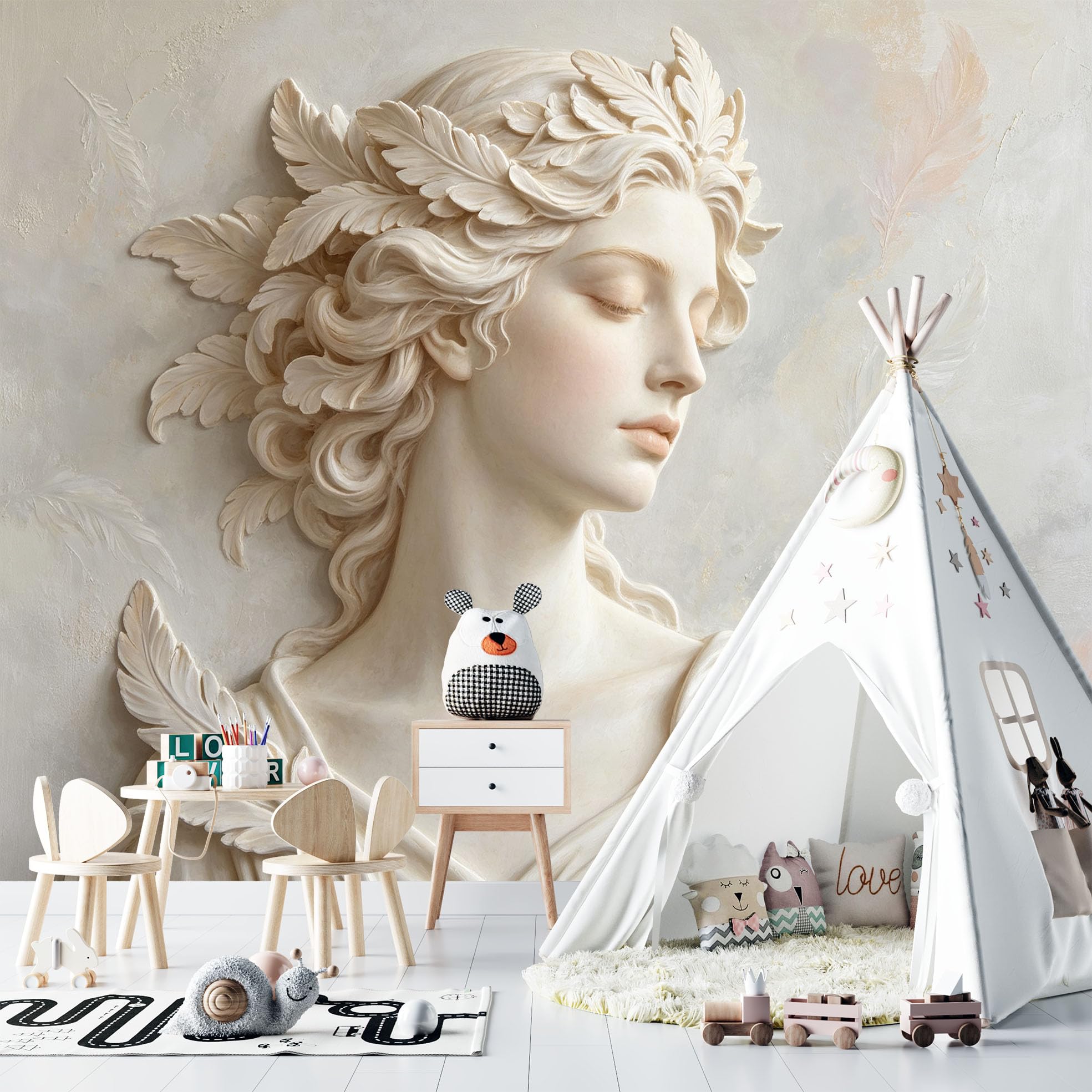 Fototapeten 3D Fototapete 500 x 280 Cmklassische Göttinnen Lorbeerkranz Tapete Wandbild Nicht Gewebt Moderne Wandkunst für Wohnzimmer Schlafzimmer Hintergrund
