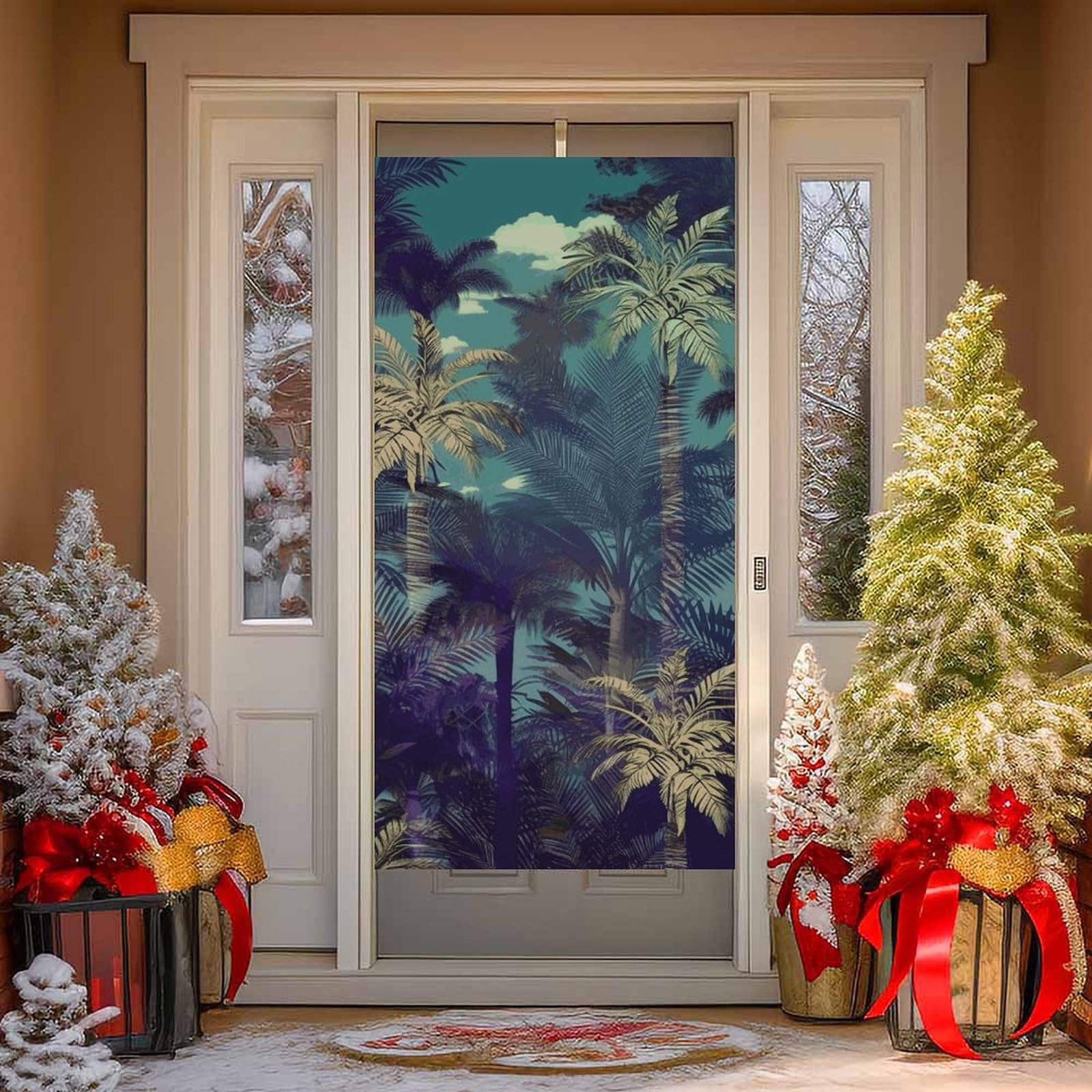 NTVOWPZO Fantasy Palm Tree Jungle Door Curtains for Doorway Privacy Dividers Door Banner Blackout Curtains Fabric Door Window Curtain for Home Bedroom Kitchen Decor 35.4x70.9 in Decorative Banner