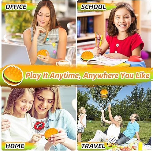 Miniatura 5 de Hamburger Squishy Pops para niños  Juguete sensorial para aliviar el estrés, descompresión, tiempo de juego  3D Squeeze Pop para niños y adultos