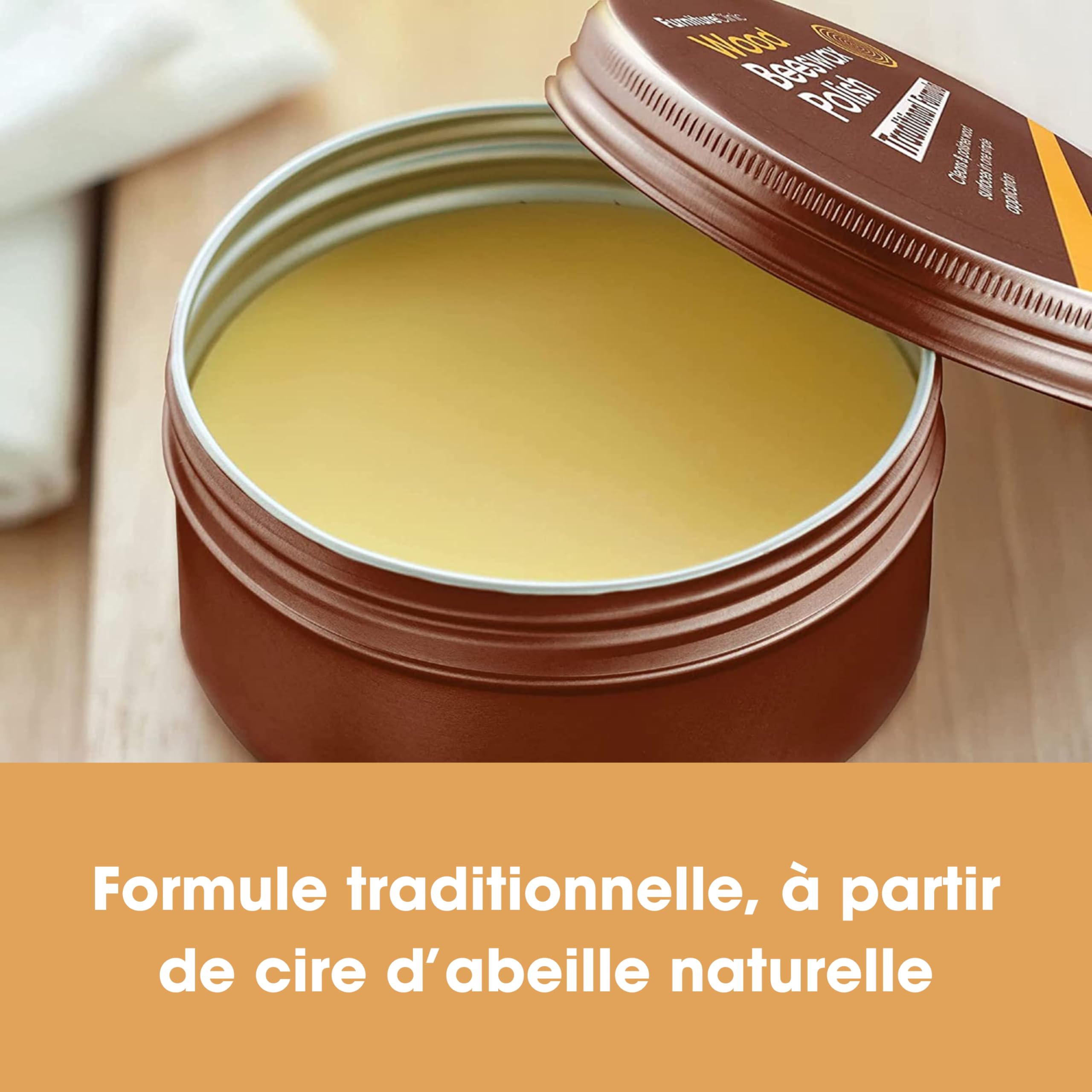 Cire d'Abeille Furniture Clinic pour Bois & Meubles Incolore 200 ml – Cire Naturelle Entretient Nourrit Protège