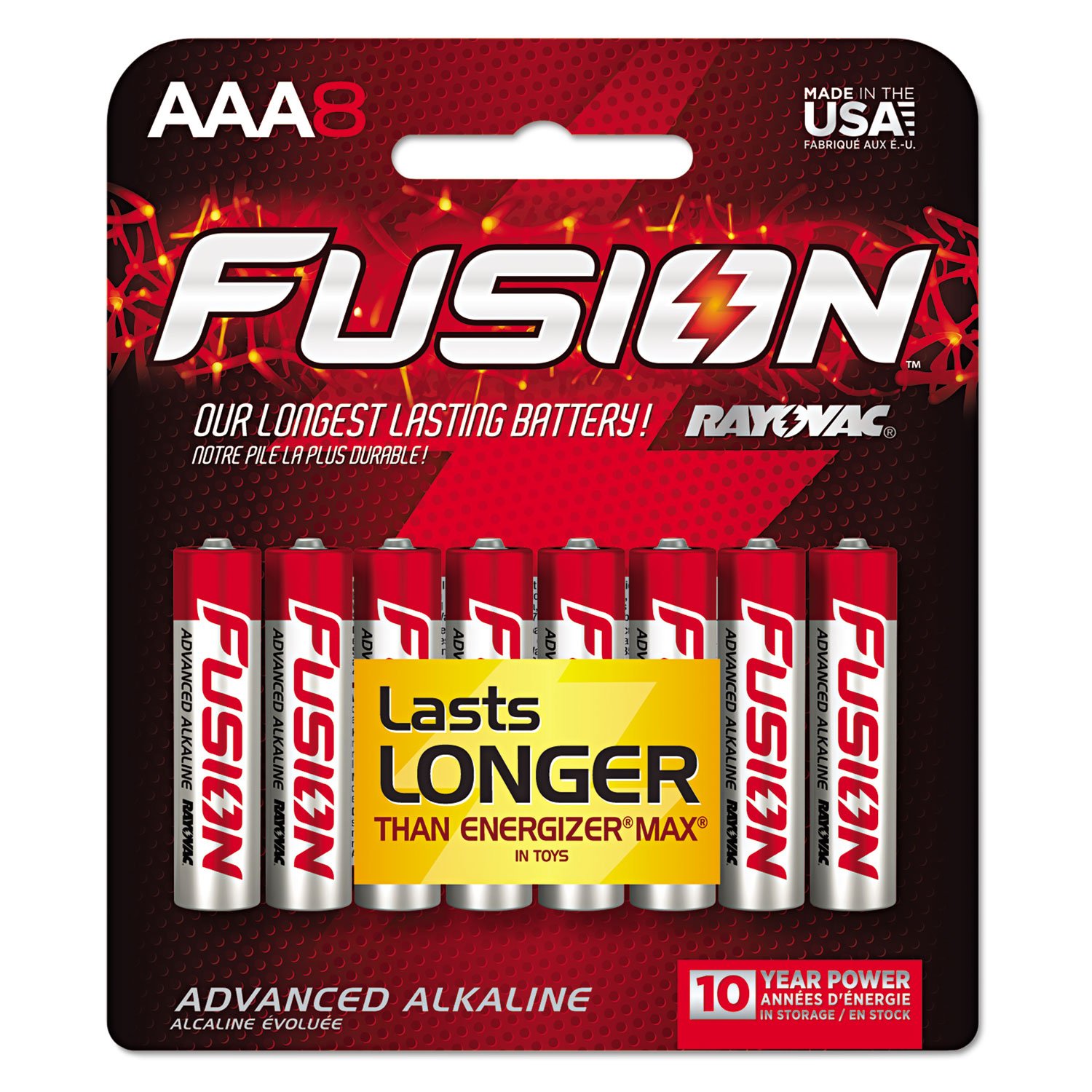 Rayovac 8248TFUSK Fusion Advanced Alkaline AAA Batteries, 8/Pack (RAY8248TFUSK)