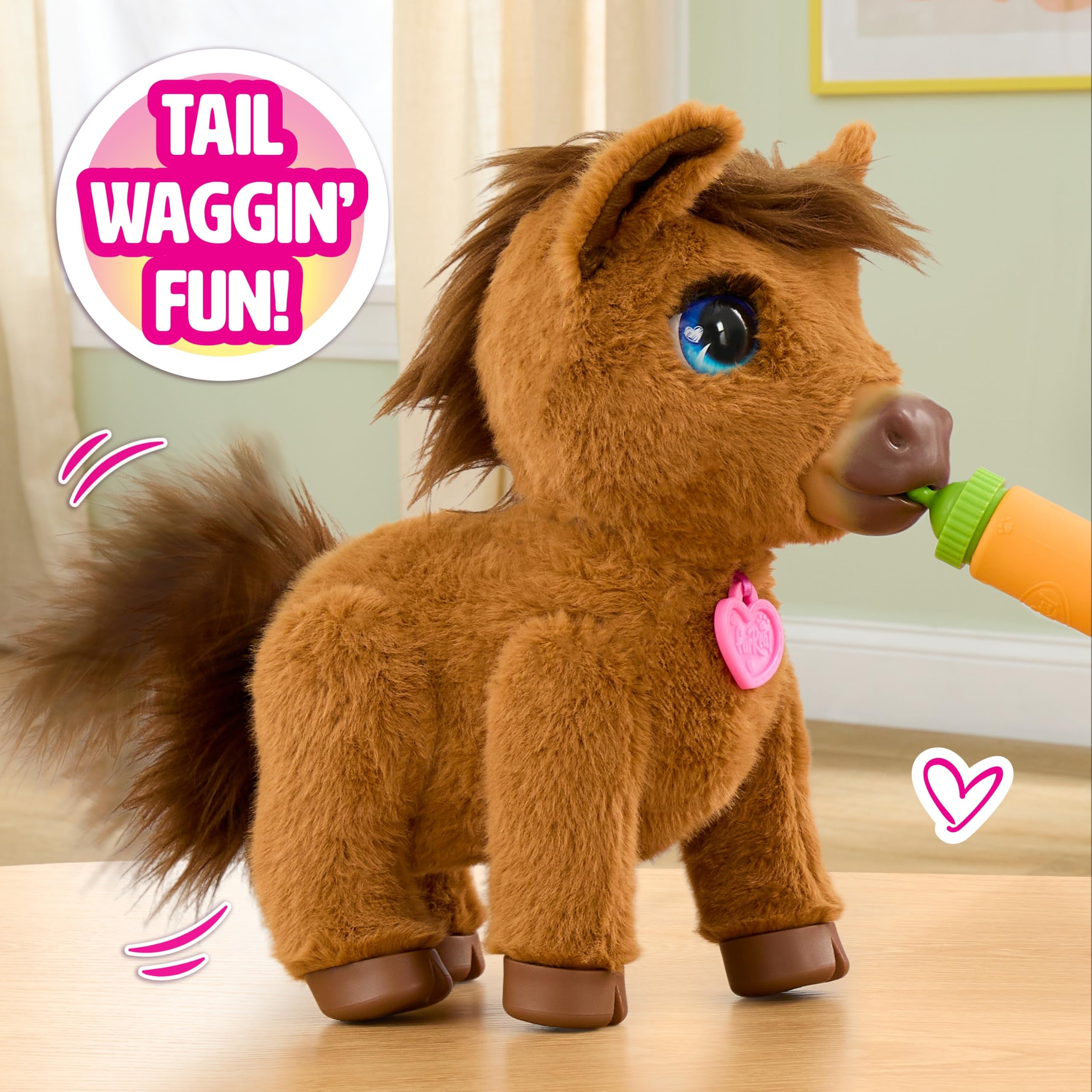 Peluche Interactivo Penny The Feed & Prance Pony de furReal | con más de 50 sonidos y reacciones, camina al activar el biberón, funciona con 4 pilas AA (incluidas), a partir de 4 años