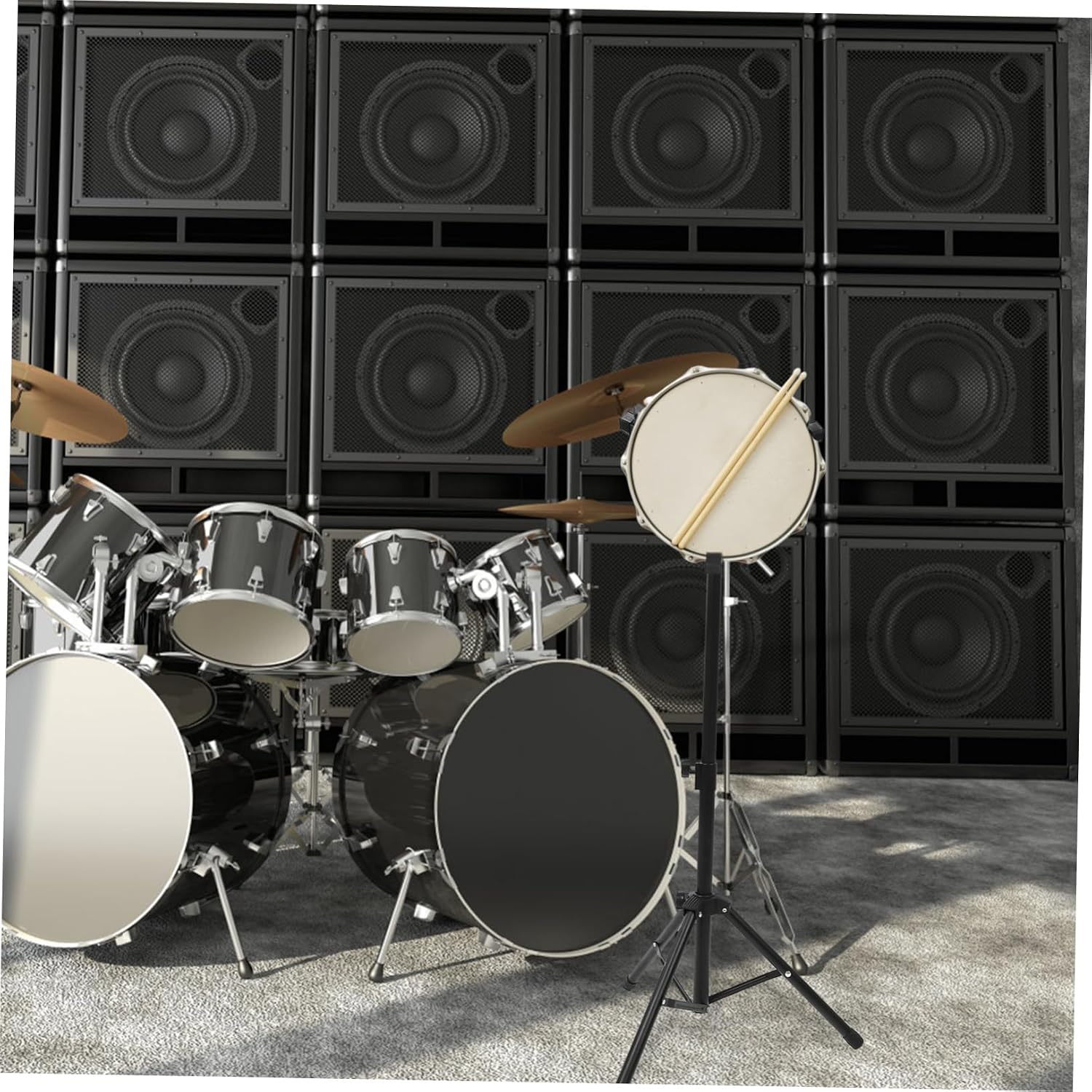 1set Alloy Drum Rack Practice Shelf for Drumming Black Folding Snare Stand Portable Design for Easy Storage and Carrying Drum Enthusiasts