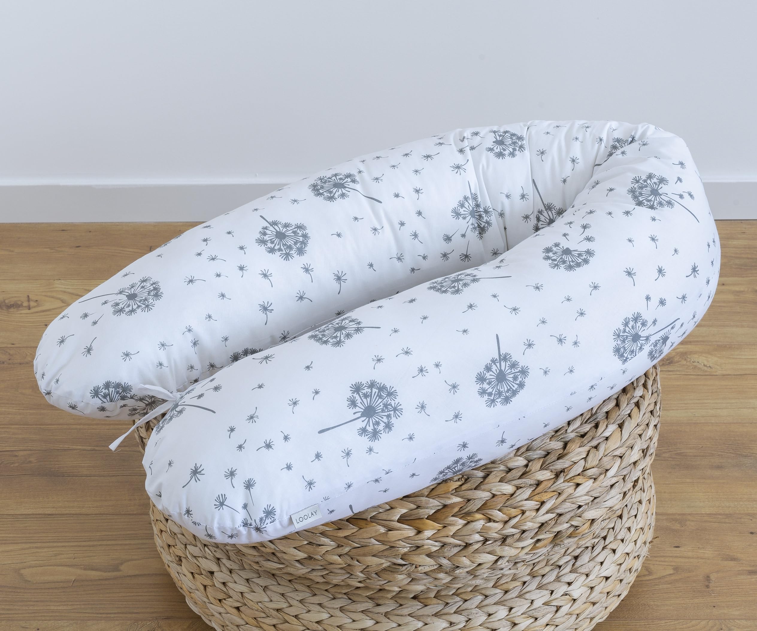 LOOLAY Coussin de Grossesse - Coussin d'allaitement 190 cm - Coussin pour Dormir sur Le côté 100% Coton - avec Housse Amovible - Coussin de Grossesse pour Dormir (Pustule Blanc)