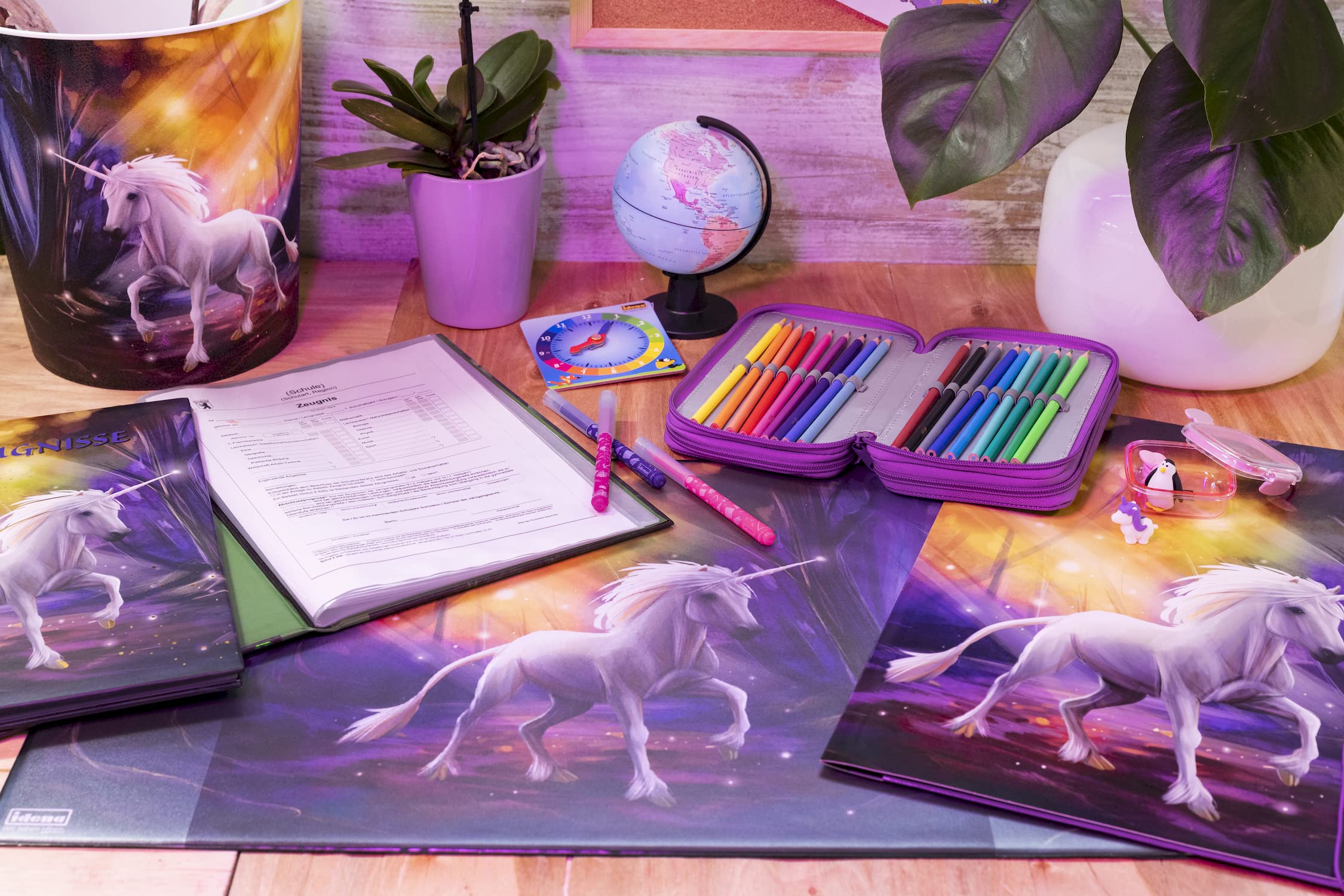 Sous-main Licorne Idena 58,5x38,5cm - Avec Poches Transparentes - Antidérapant - Pour Enfants Et Bureau
