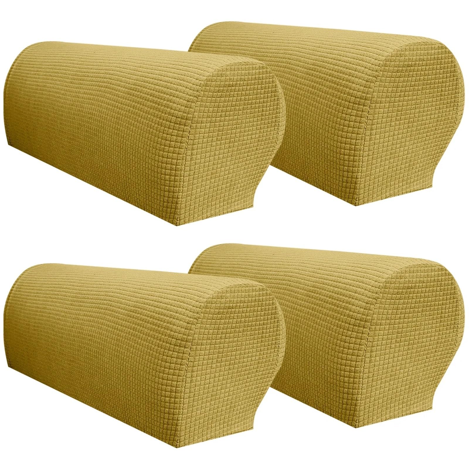 SFOIKVG Arm Covers 4PCS Stretch Armrest Covers Set Chair Sofa Arm Protectors Armchair Solid Couch Cover Removable Elastic for Sofa Chair(Dark beige)