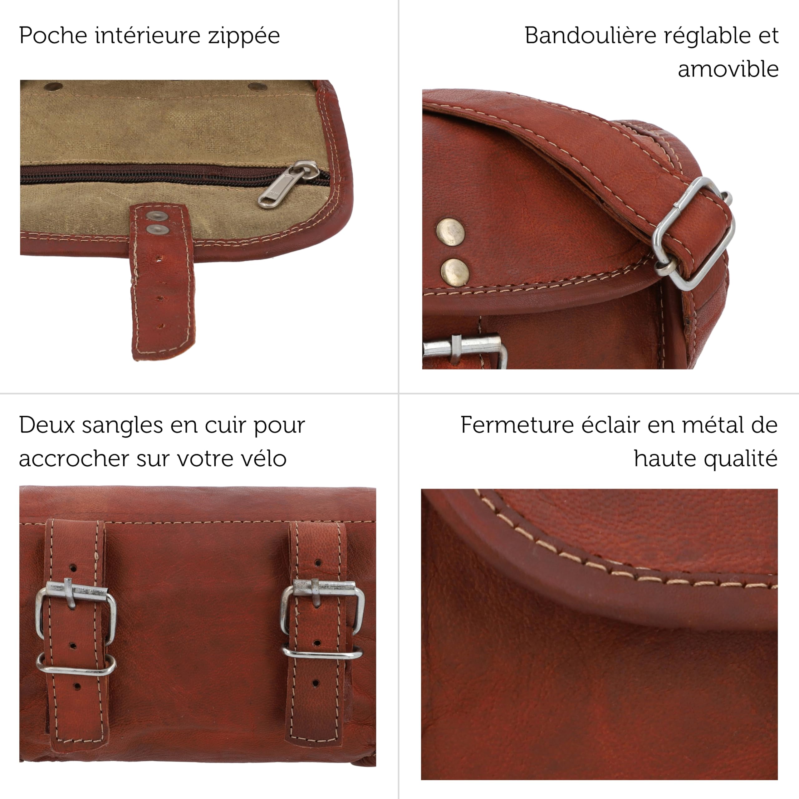 Gusti sacoche de selle et guidon en cuir véritable - Rudi A.