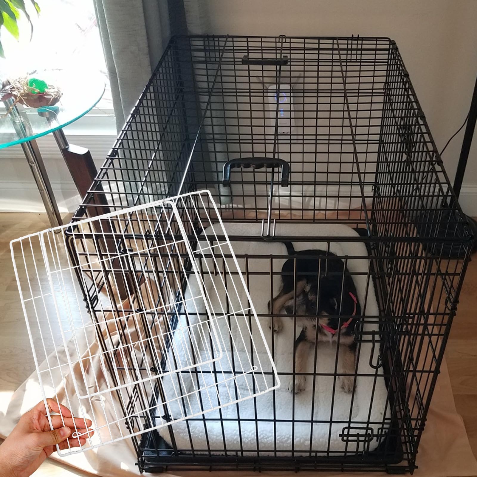 BETOOKY Selbstgemacht Eisendraht Haustiertür mit Bruch und Verschleißfestem Gitterstabmattenzaun für Hunde und Katzen Eleganter Weißer Schutz für Hundezäune und Gehege