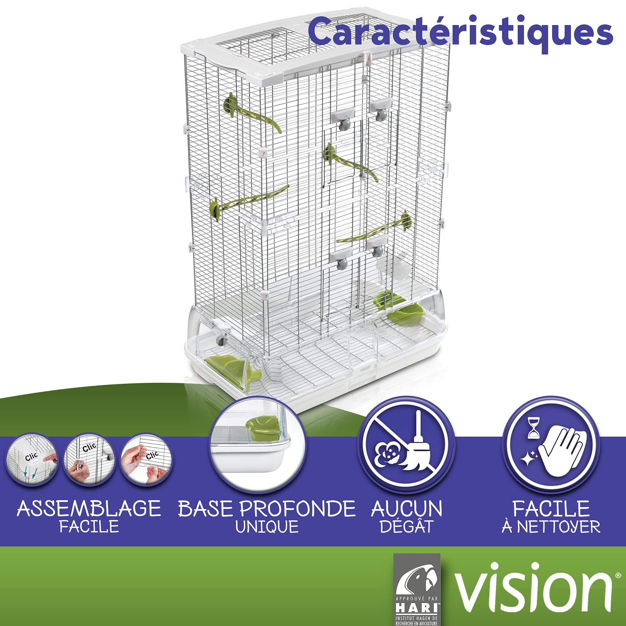 Vision Cage M02 pour les Oiseaux 61x38x88 cm