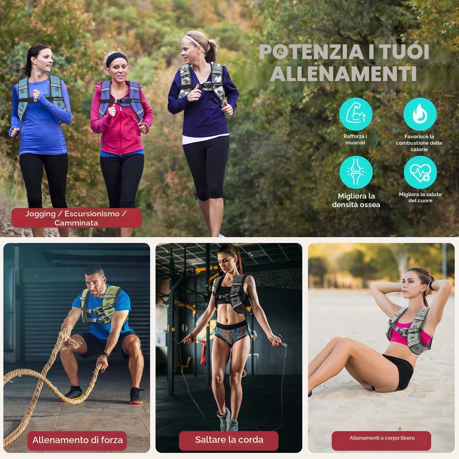 Bagail Gilet Appesantito Per l'Allenamento Della Forza, Misura Del Busto Regolabile, Comoda Tasca, Gilet Appesantito Con Sabbia di Ferro, Ideale per la palestra, lo yoga e l'aerobica