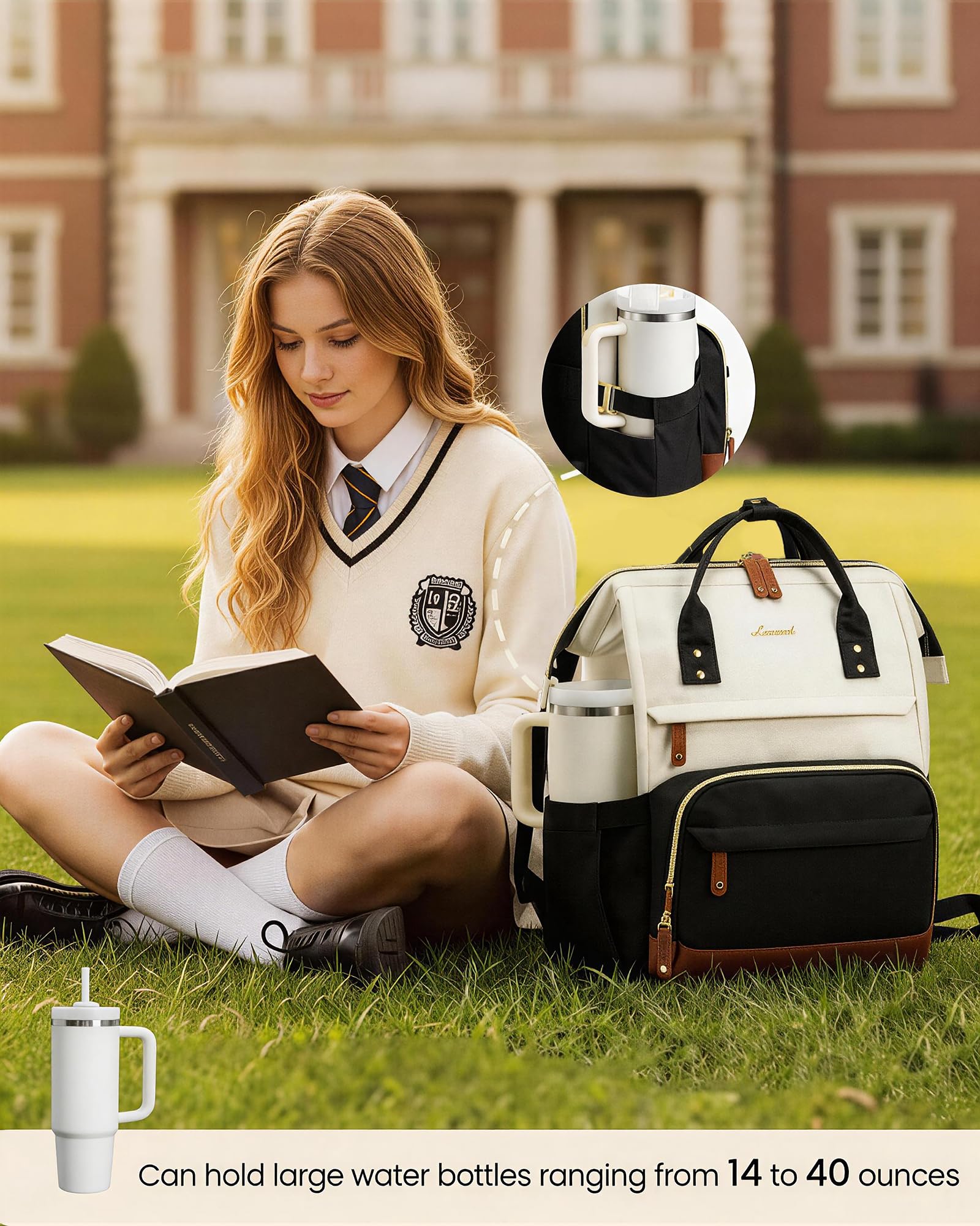 LOVEVOOK Laptop Backpack for Women, 15.6 Inch Work Business Backpacks Purse With Large Capacity, Waterproof Nurse Bag College Bookbag for School, Waterproof Casual Daypack for Travel - 2