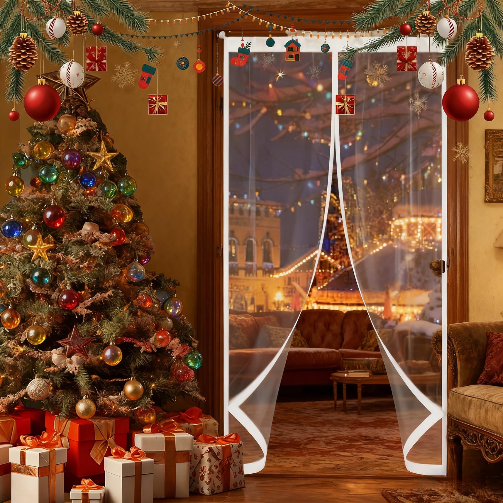 Türvorhang Kälteschutz 290 x 226 cm Winddicht, Thermo Kälteschutz Winter Wasserdicht Und Warme, Magnetischer Wärmeschutzvorhang für Terrassentür Balkontür, A