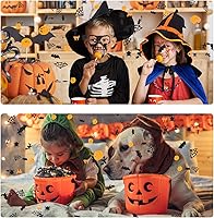 Vista 5 de Kaliosy Decoración de Halloween, confeti, mesa, dispersos, calabazas, arañas, elfos, murciélagos, brujas, telarañas, estrellas, gato, fantasma