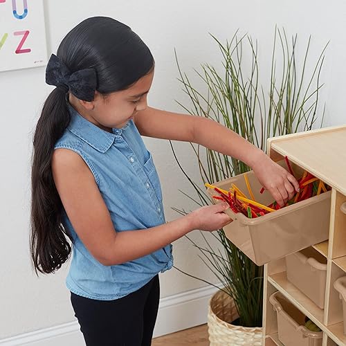 Miniatura 7 de ECR4Kids Cubo de almacenamiento frontal con cucharada, organización multiusos, arena, 30 piezas