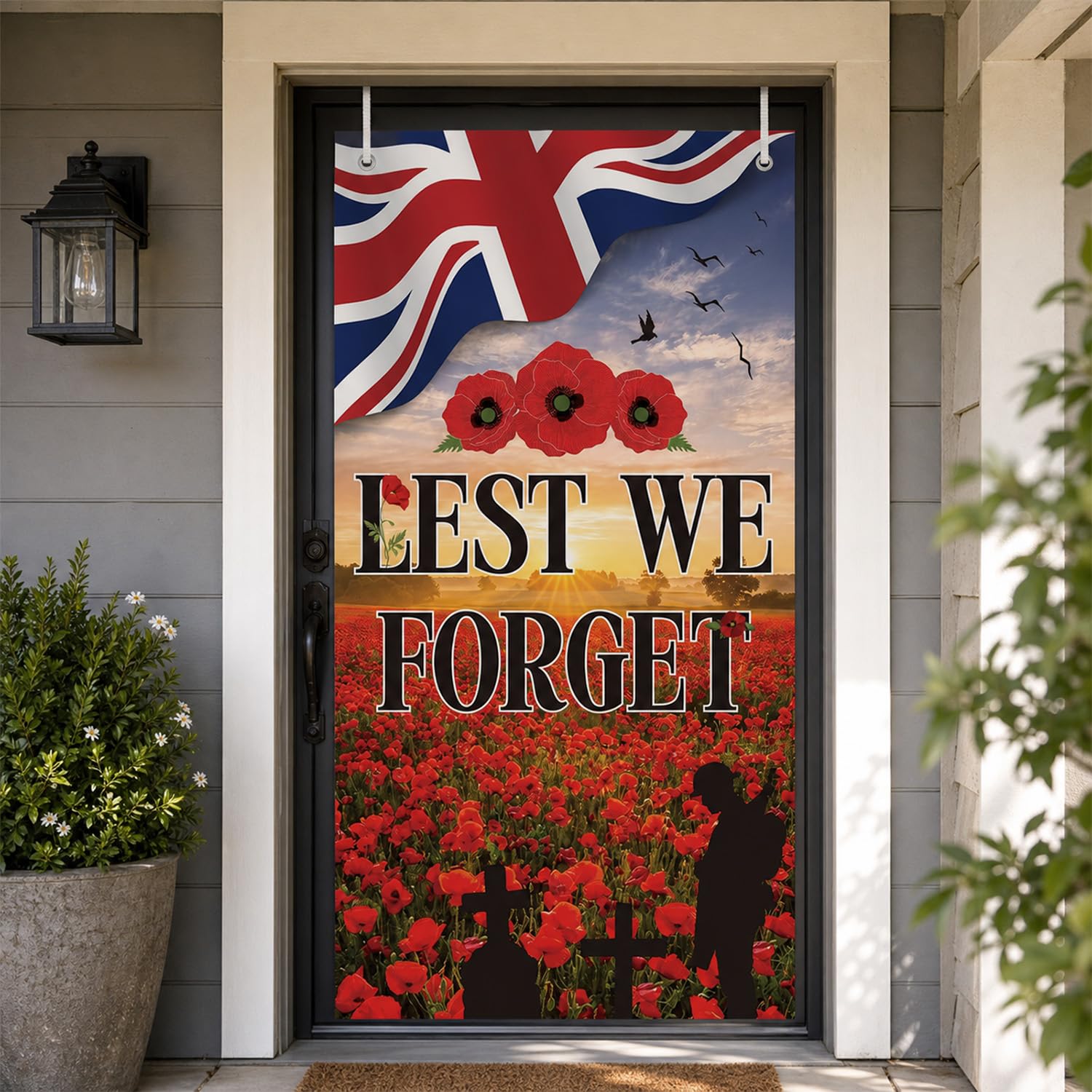 Luvart Remembrance Day Decorations Banner, Lest We Forget Door Cover — image 1