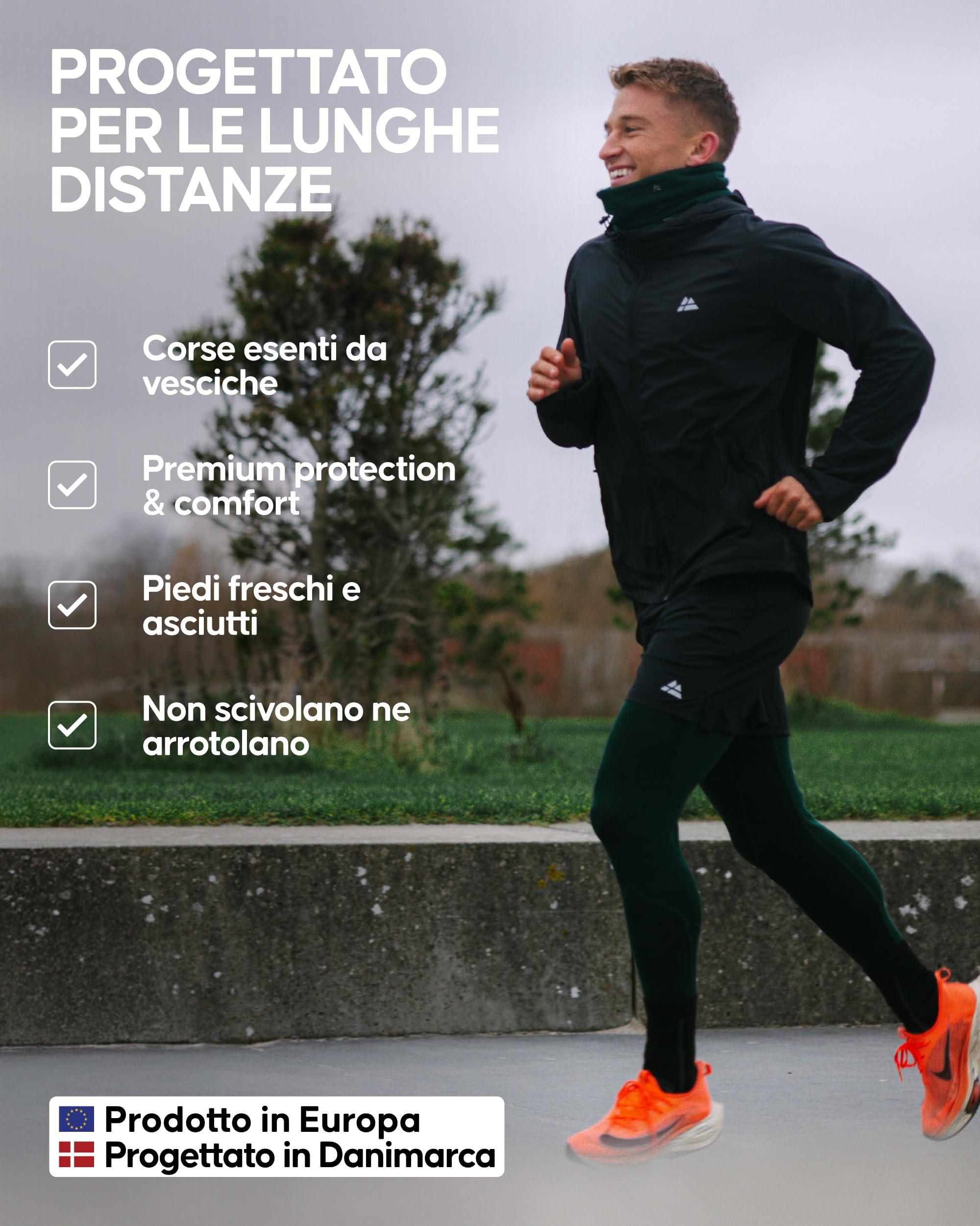 DANISH ENDURANCE Calzini Uomo Running Lunghi, Calze da Corsa Anti-Vesciche, Calzini Estivi per Corsa, Palestra e Allenamento, 3 o 5 Paia