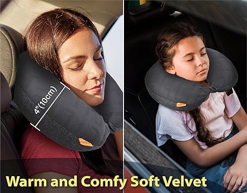 Miniatura 4 de TREKOLOGY Almohada inflable para el cuello para viajar, almohada inflable de viaje para aviones, almohada de aire para el cuello, almohadas de viaje