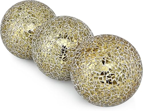 Miniatura 44 de MDLUU Orbes decorativos de 4 pulgadas, bolas de esfera de mosaico, bolas de centro de mesa para cuencos, jarrones, decoración de mesa de comedor