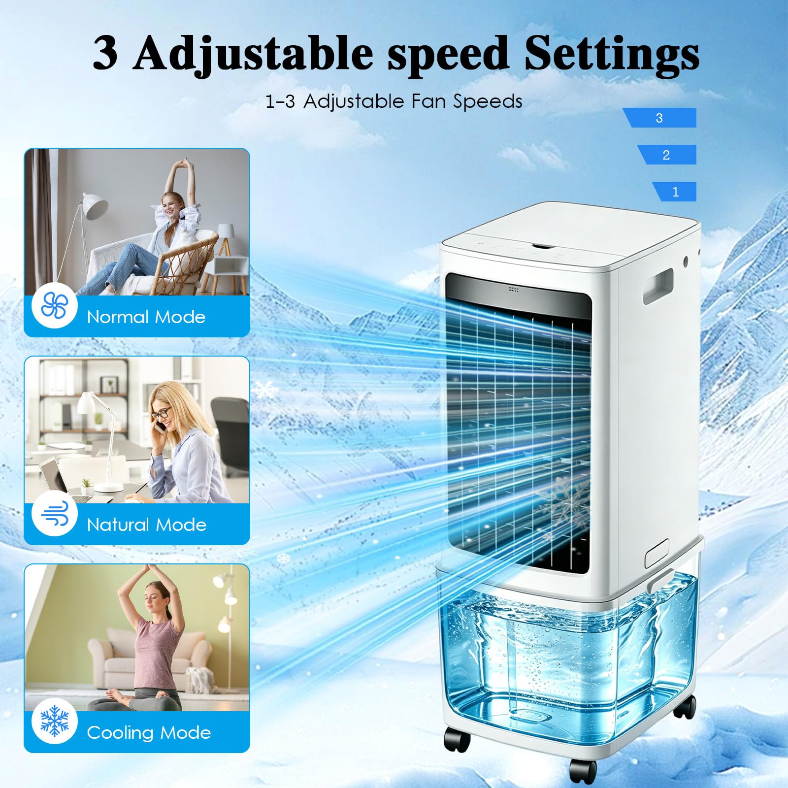 25L Rinfrescatore d'Aria Portatile con Telecomando & Timer, 2 Ghiaccioli, Ideale per Grandi Ambienti Casa