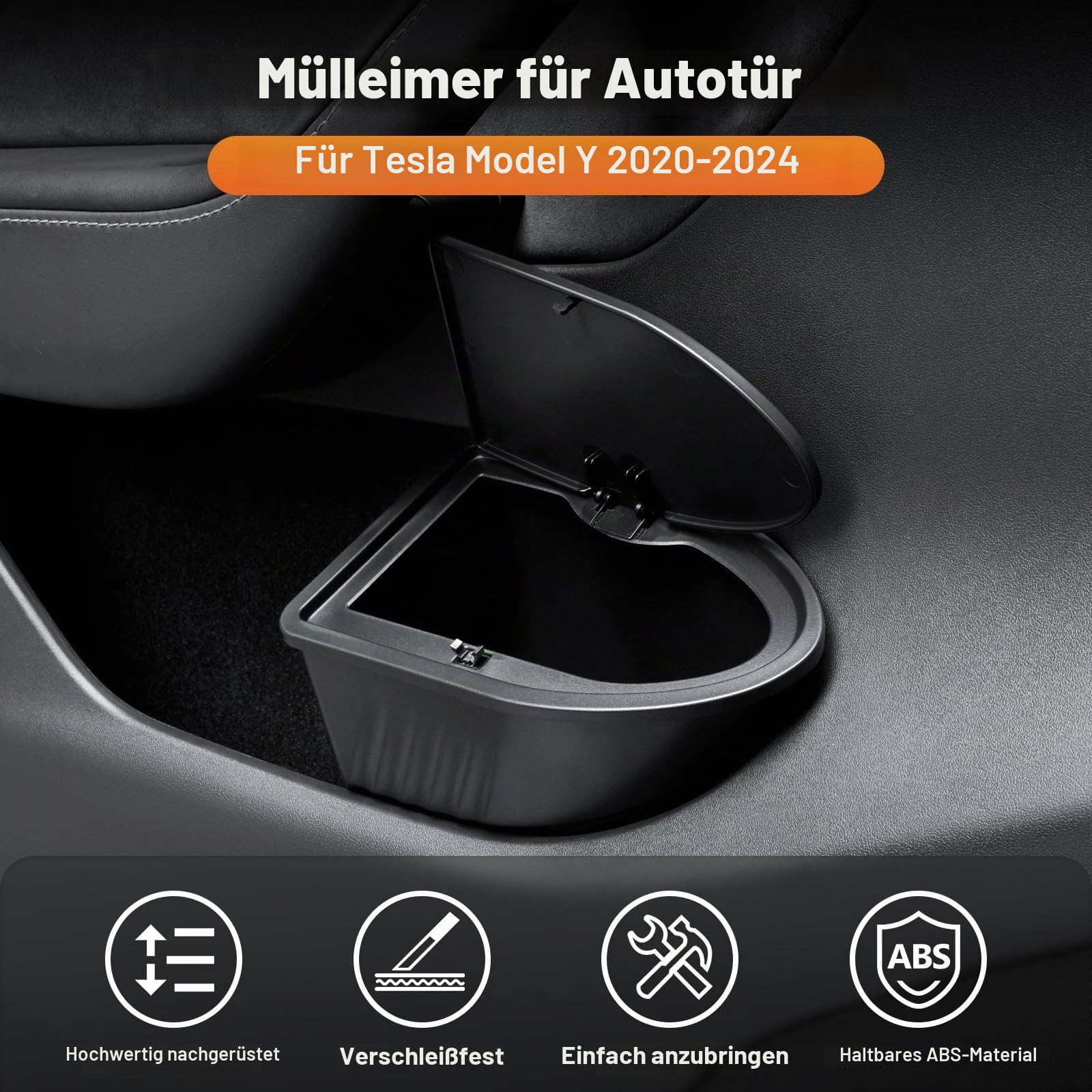 Auto-Mülleimer für die Vordertür für Tesla Model Y Juniper 2025, Aufbewahrungsbox für die Seitentür, Organizer, Mülleimer mit Deckel, Mülleimer für Tesla Model Y