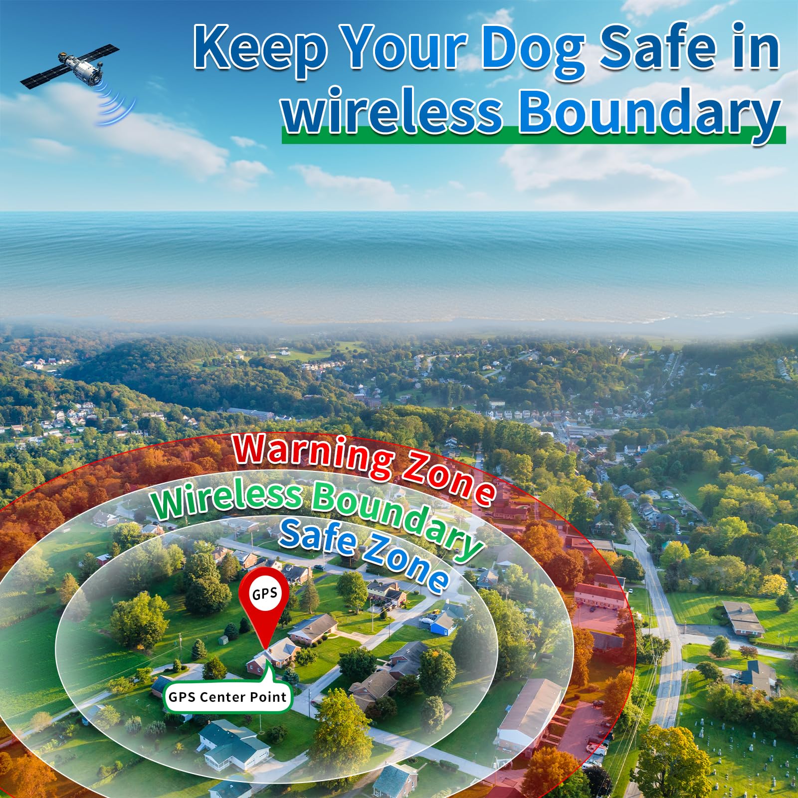GPS Wireless Dog Fence, Range up to 6561 ft,Electric Collar with 3 Warning Modes, for Outdoor Use Waterproof& Rechargeable Pet Containment System for Most of Dogs (Black) - image 3