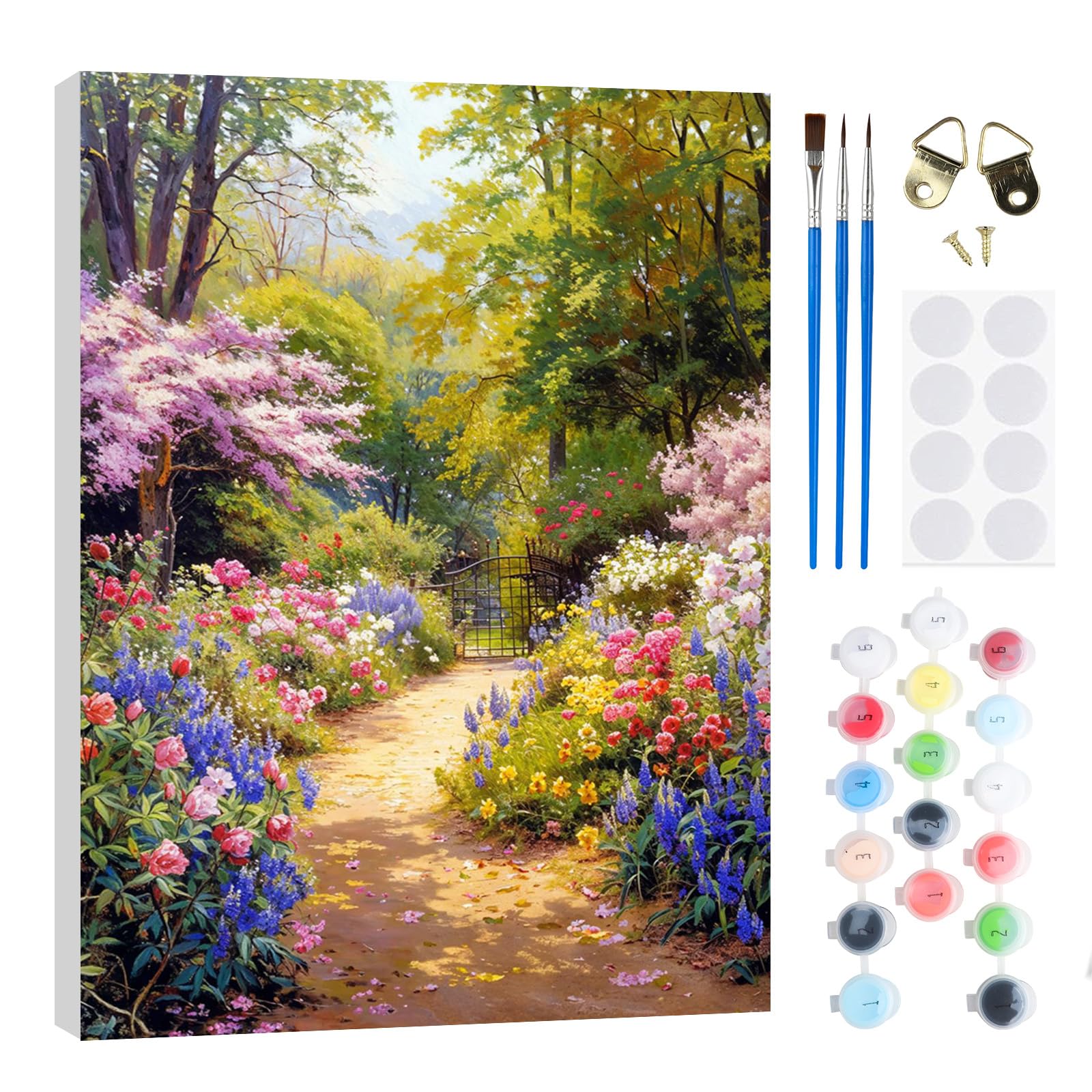 RICUVED Forest Paint by Numbers Kits for Adults Kids,Landscape Painting Kits for Beginners On Clear Symbols Canvas with Wooden Framed, Easy DIY Acrylic Pigment Drawing Paintwork 20x30cm