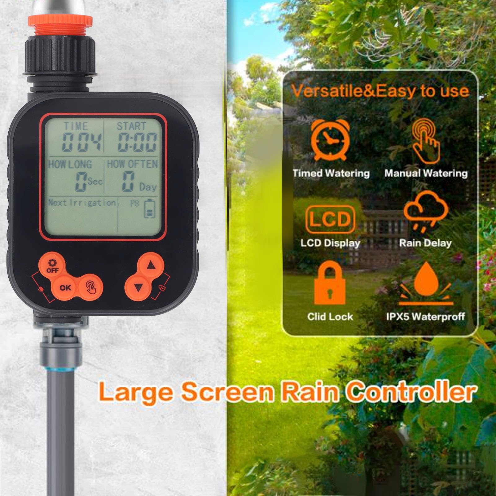 Timer Irrigazione Rubinetto Timer Conto Alla Rovescia per Irrigato, Controller Automatico Irrigatore Timer Irrigazione Giardino Timer Irrigazione per Esterni,