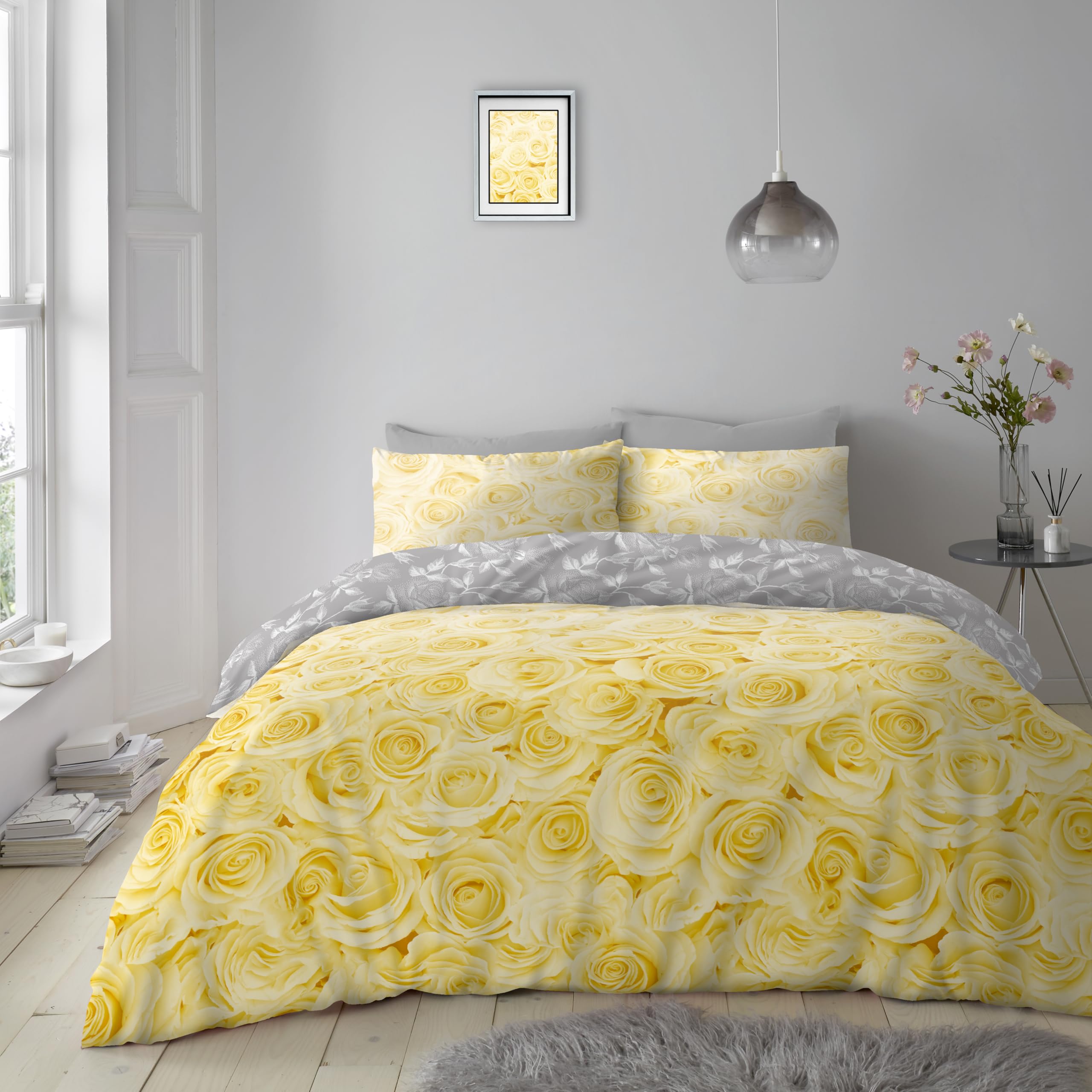 Gc Gaveno Cavailia Bellerose-Ochre Polycotton Botanical Duvet Cover | Breathable Reversible Floral Super King Bedding Set With Pillow Cases | Botanic Quilt Covers | Ochre | 3Pcs Set