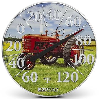 Headwind Red Tractor Outdoor Thermometer - 12.5" Large Dial by EZRead
