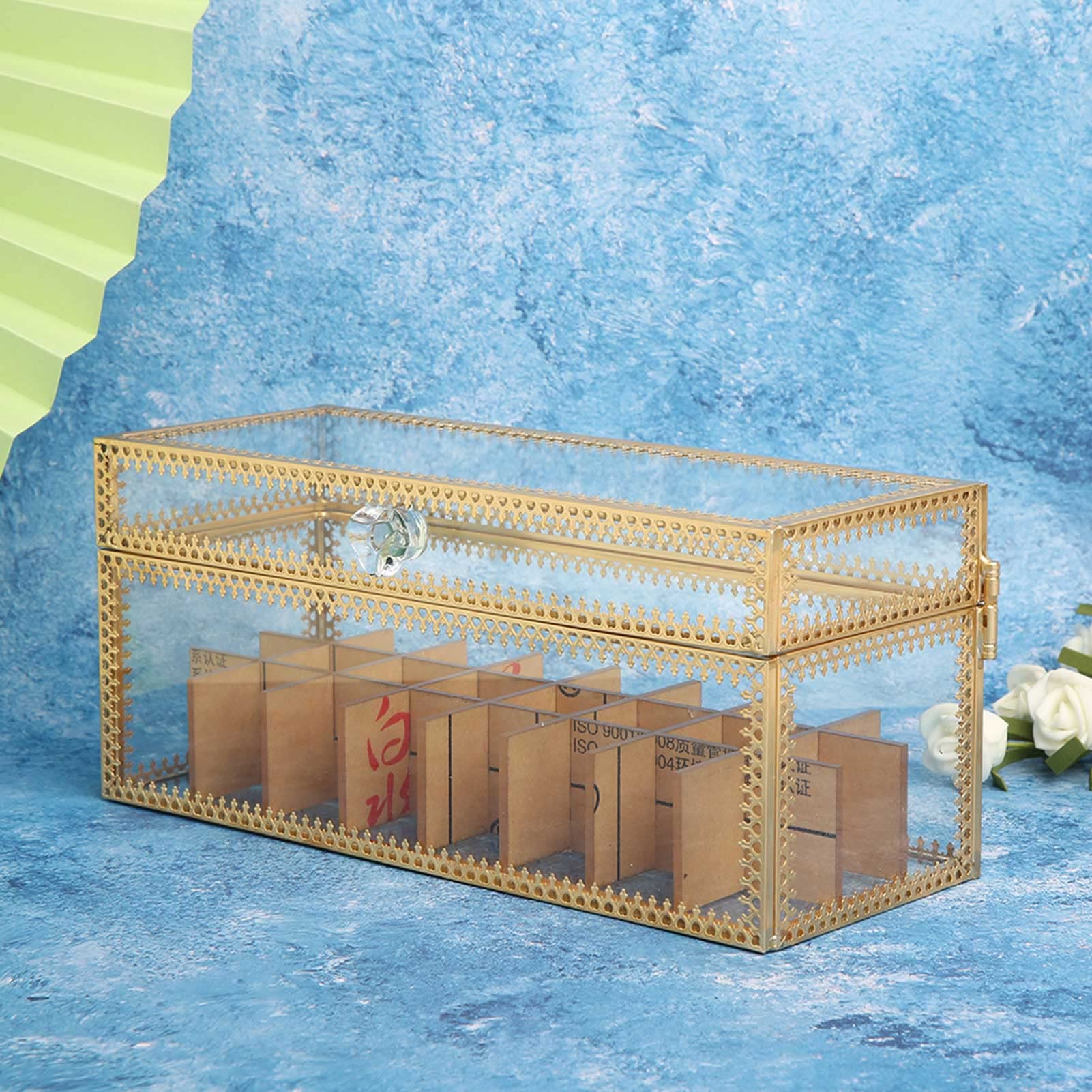 Organisateur de Maquillage en Acrylique, pour Rangement de Coiffeuse, Support de Rouge à lèvres, boîte à cosmétiques Transparente, décoration de Bureau, Cadre en cuivre