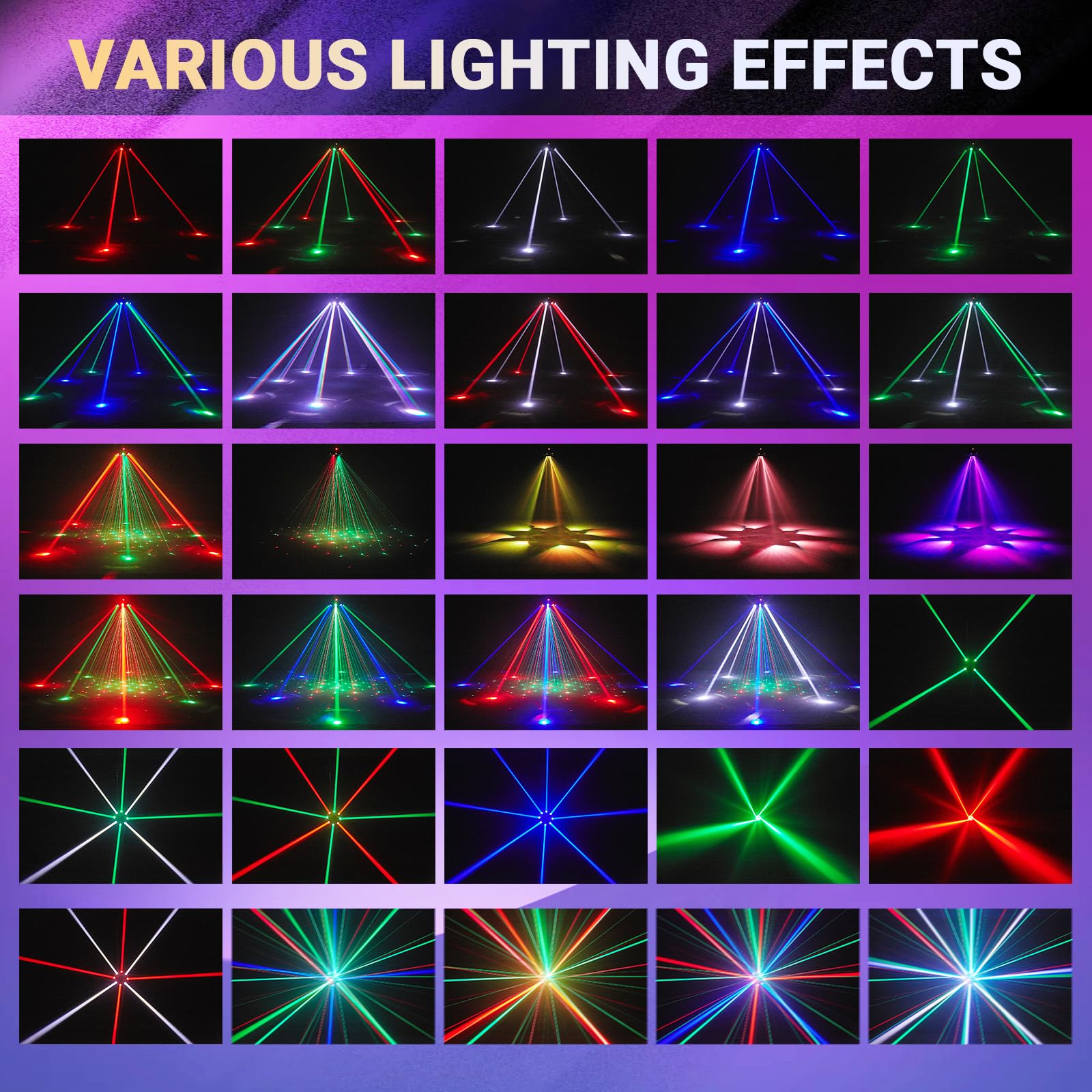 Moving Head Discolicht 180W RGBW, DMX 512 Effektstrahler mit Musiksteuerung & Fernbedienung, LED Partylicht für DJ Hochzeit Geburtstag Club Bar KTV Bühnenlicht mit Beam, GOBO Stroboskop