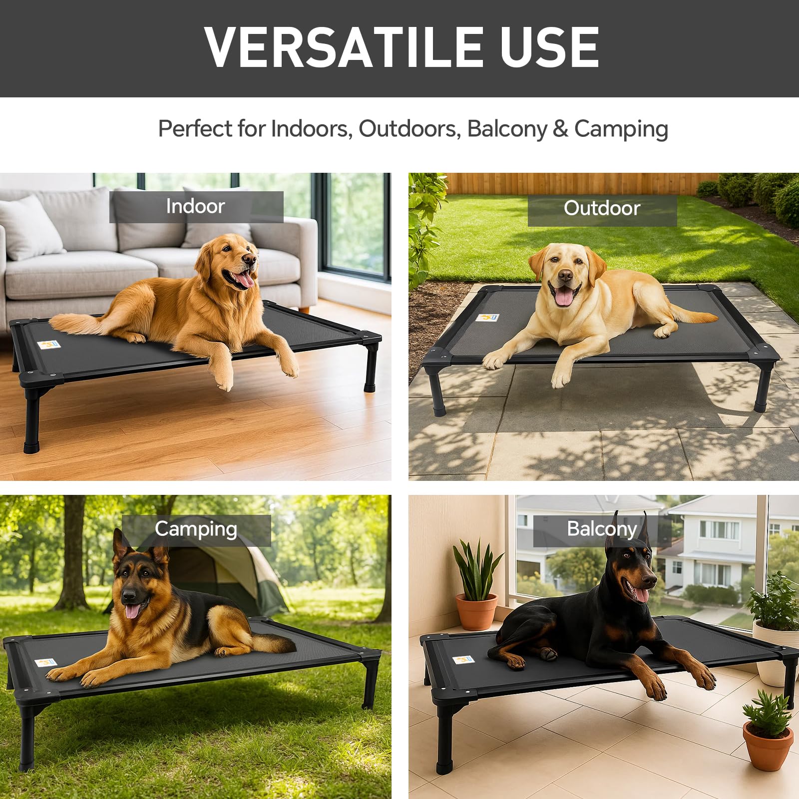 Sytopia 47'' Outdoor Elevated Dog Bed for Extra Large Dogs, Chew-Proof Pet Camping Raised Cot with Breathable Mesh - Durable Frame, Cooling Hammock Bed, Non-Slip Feet, Waterproof, Easy Clean - image 5