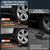 Vista 3 de OlarHike Inflador de neumáticos inalámbrico, compresor de aire portátil, 150 PSI de doble potencia, bomba de aire automática de 5400 mAh
