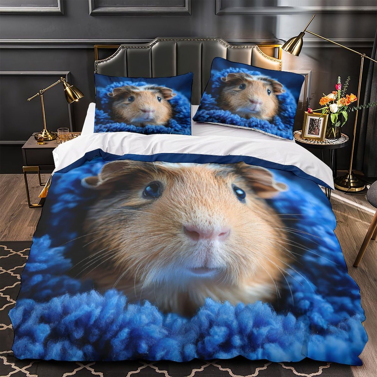 Cochon d'Inde housse de couette microfibre 140x200 imprimé 3D avec fermeture éclair