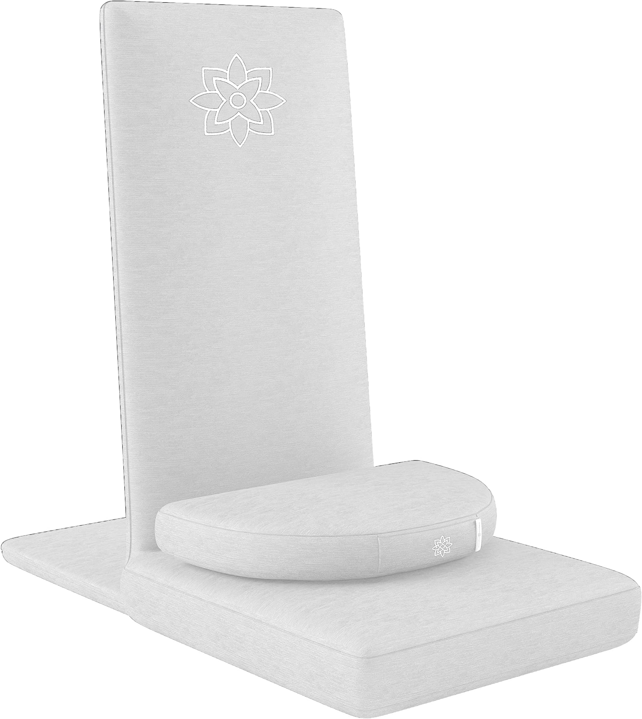 Mindful Modern Folding Pro Meditation Chair - Adjustable Meditation Seat with Back Support and Half Moon Buckwheat Meditation Cushion - Comfortable Mindfulness Living Room Floor Chair