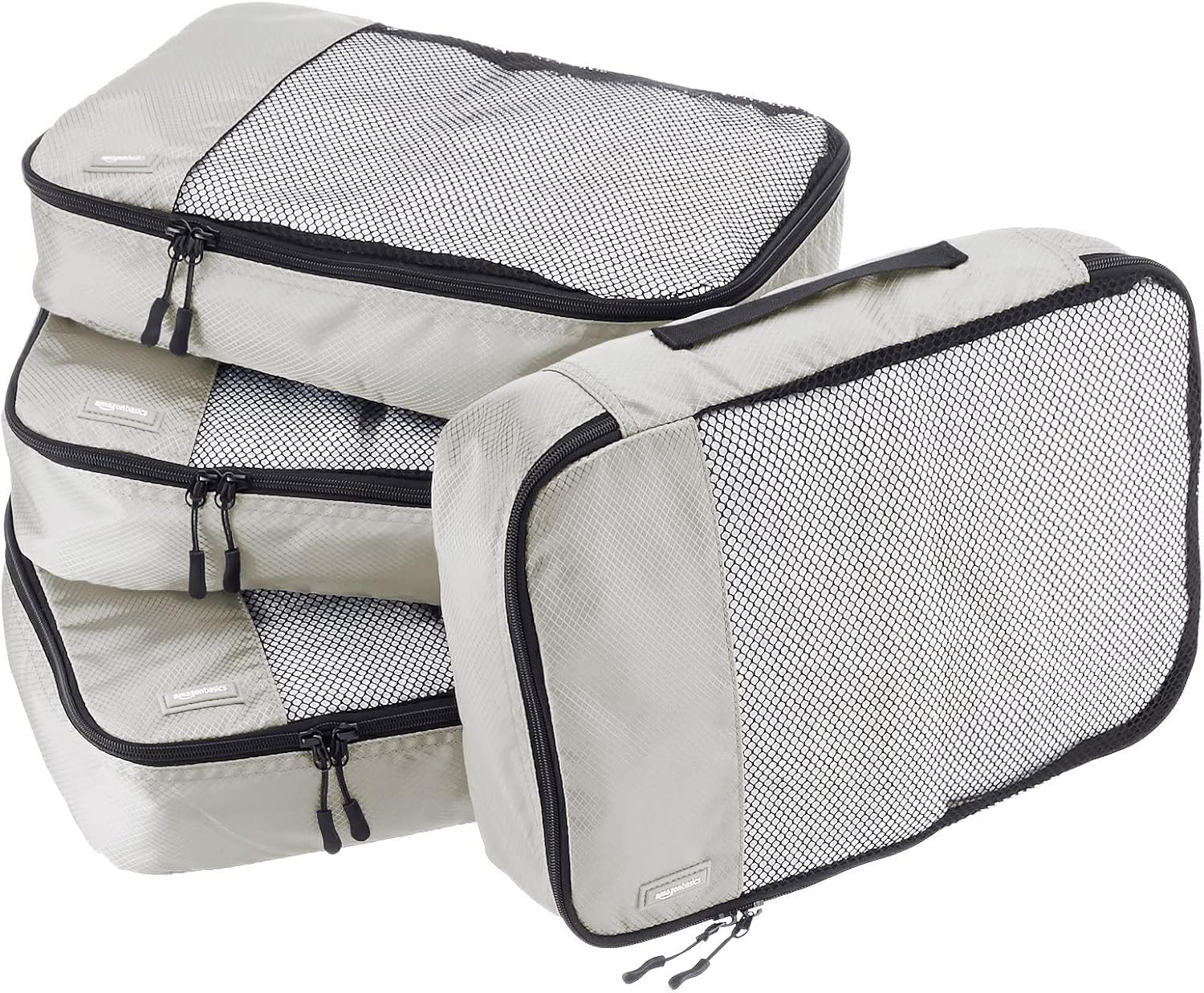 Amazon Basics 4 Piece Packing Travel Organizer Cubes Set, Medium, Gray Packing