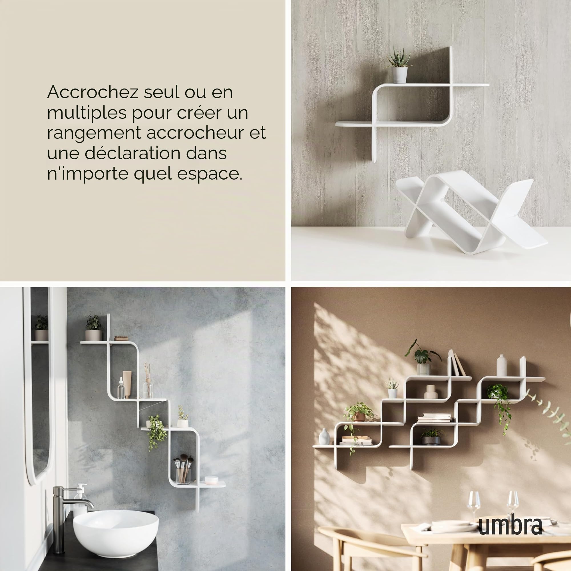 Umbra Montage – Étagère murale, Blanc
