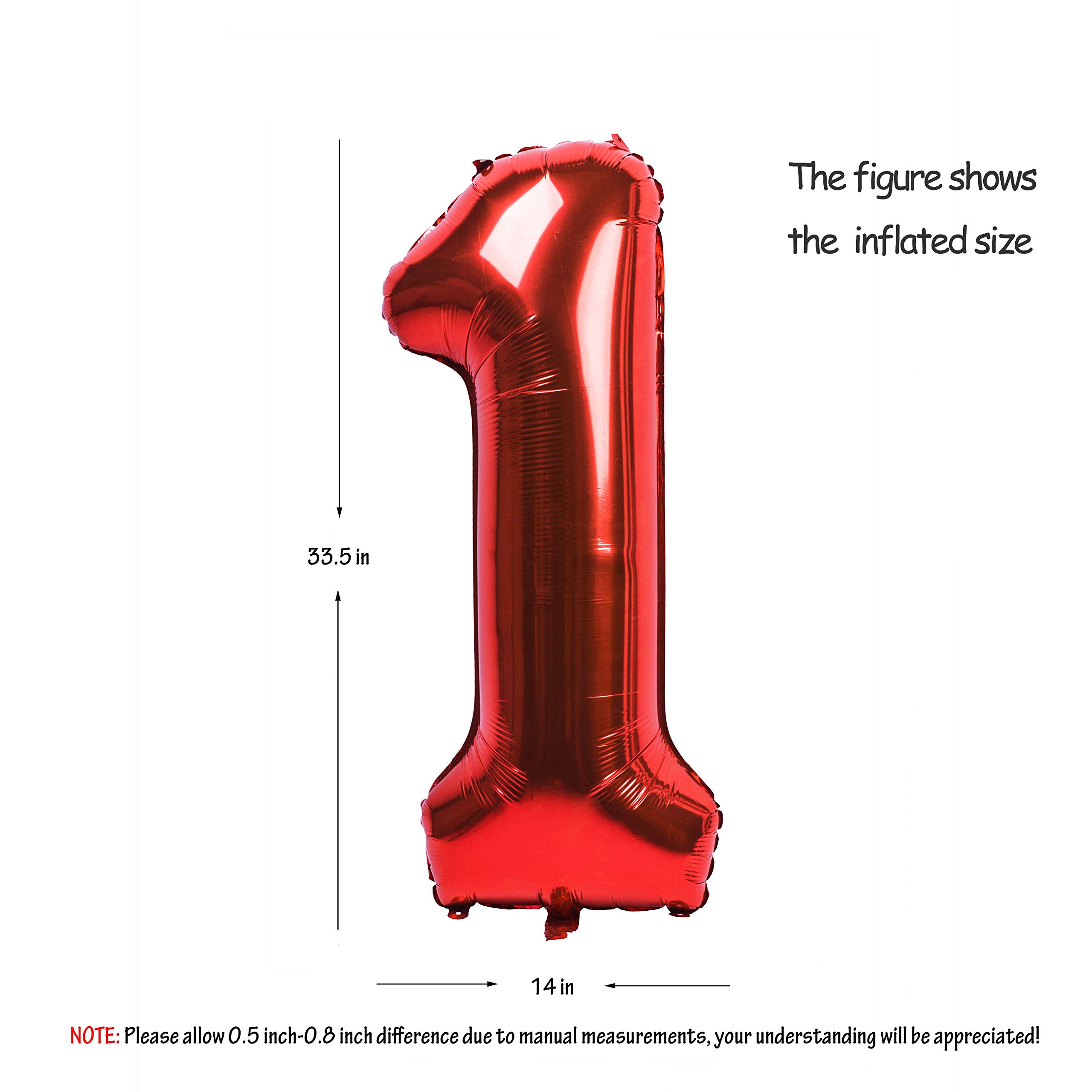Red 0 balloon 40 Inch Giant Helium Foil Number 0 to 9 Red Balloon Birthday Wedding Party Digital Decorations (Number 0) — view 327