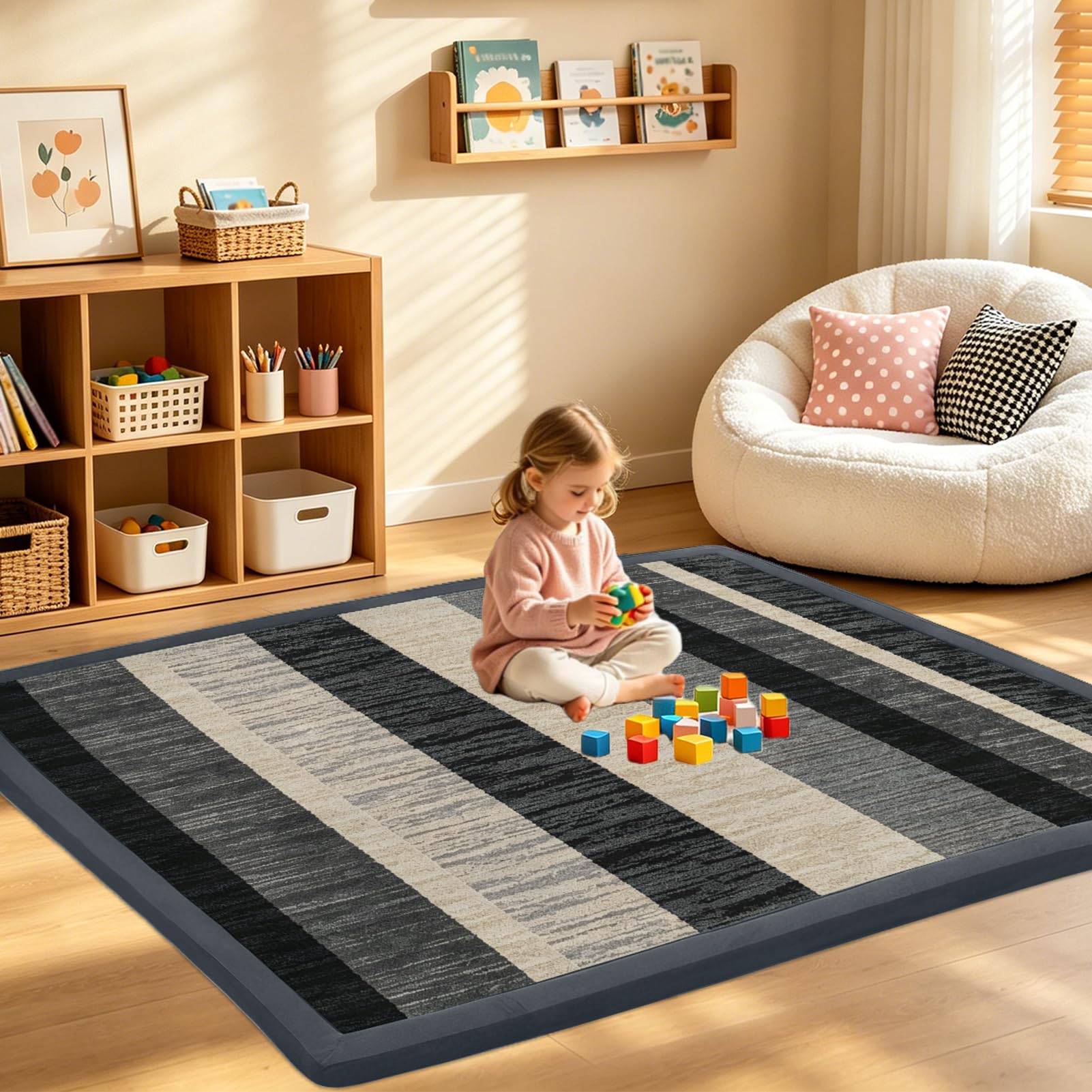 Mata do zabawy dla niemowląt o grubości 2 cm mata do raczkowania z pianki z pamięcią kształtu 120 x 180 cm | Koralowy aksamitny dywan do przedszkola antypoślizgowa miękka mata podłogowa dla niemowląt dzieci salon pokój zabaw maluch
