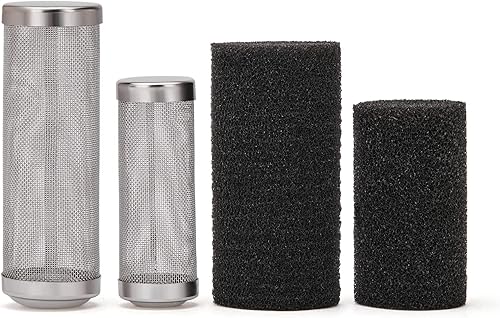 2 Pcs 12mm/16mm Stainless Steel Aquarium Filter Intake Guard Mesh Cover,Fish Tank Filter Guard with 2PCS Filter Sponge for Breeding Fish Shrimp Tank