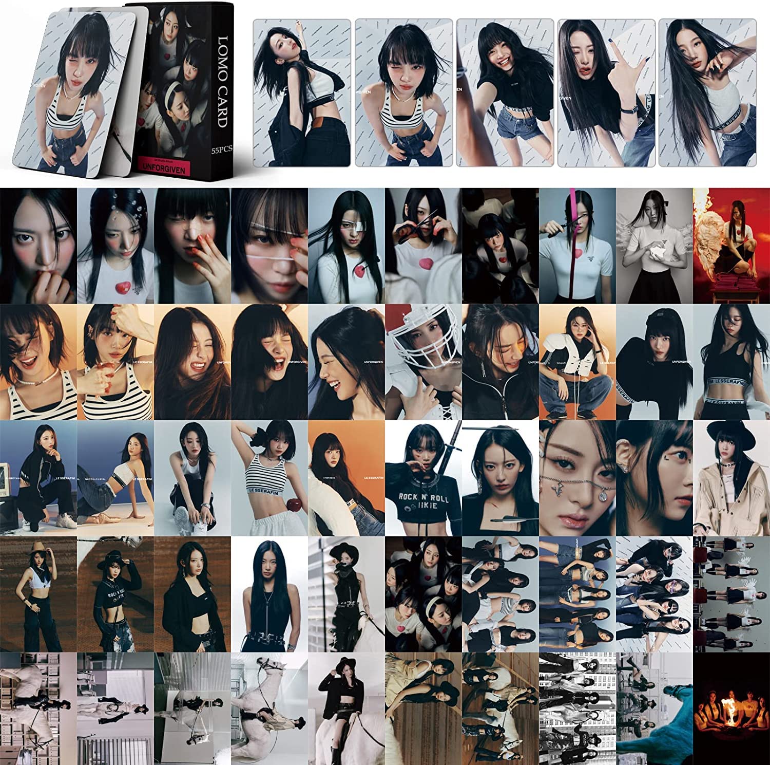 LE SSERAFIM Fotokarten Set – 60 Karten + 32 Aufkleber, Inkl. CHAEWON, YUNJIN, EUNCHAE, Perfekt Zum Sammeln & Verschenken