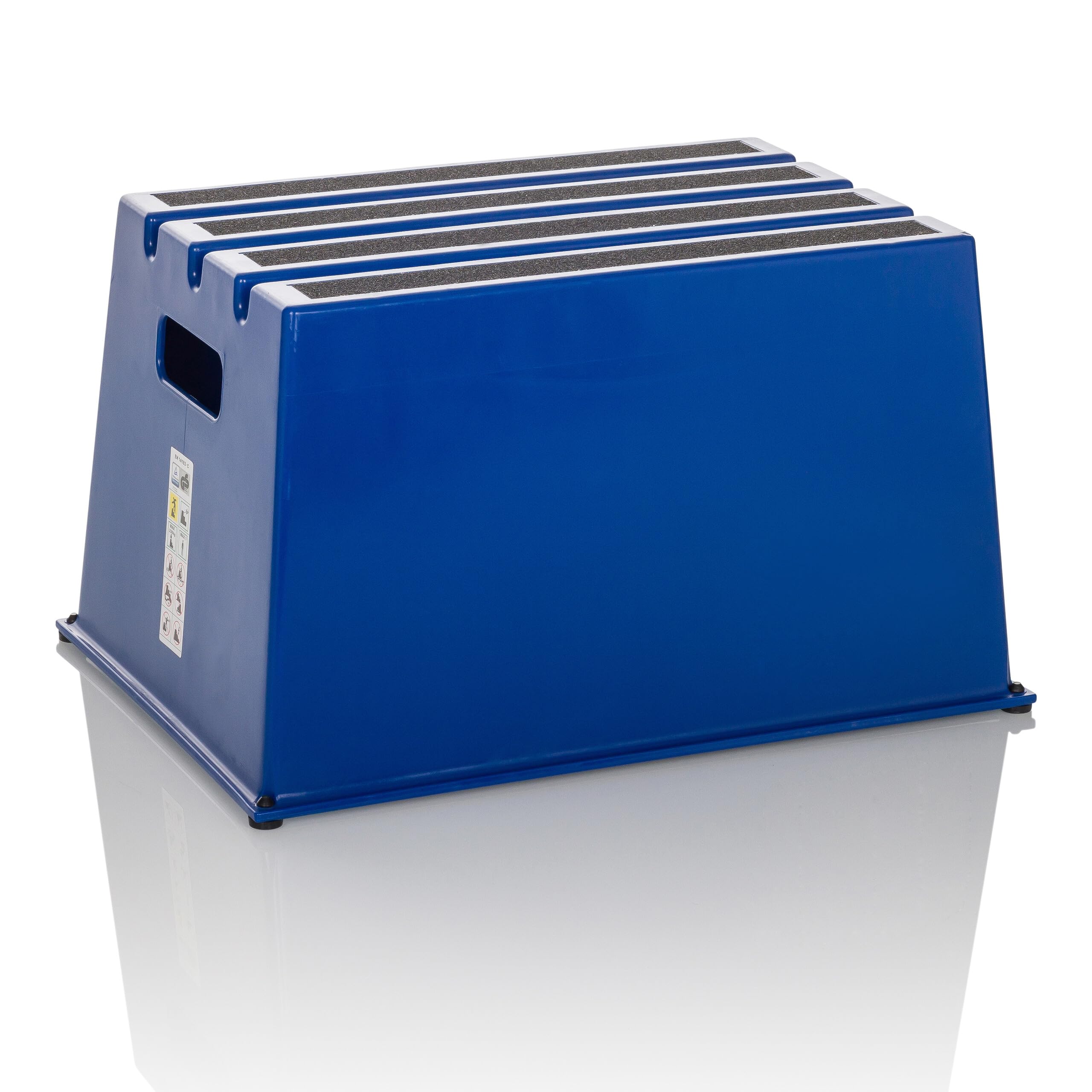 hjh OFFICE Tritthocker bis 150kg belastbar TIO-E1 Kunststoff, Rutschfester Tritt, Schemel für Zuhause und Gewerbe, 31 x 52,5 x 37,5 cm, Blau