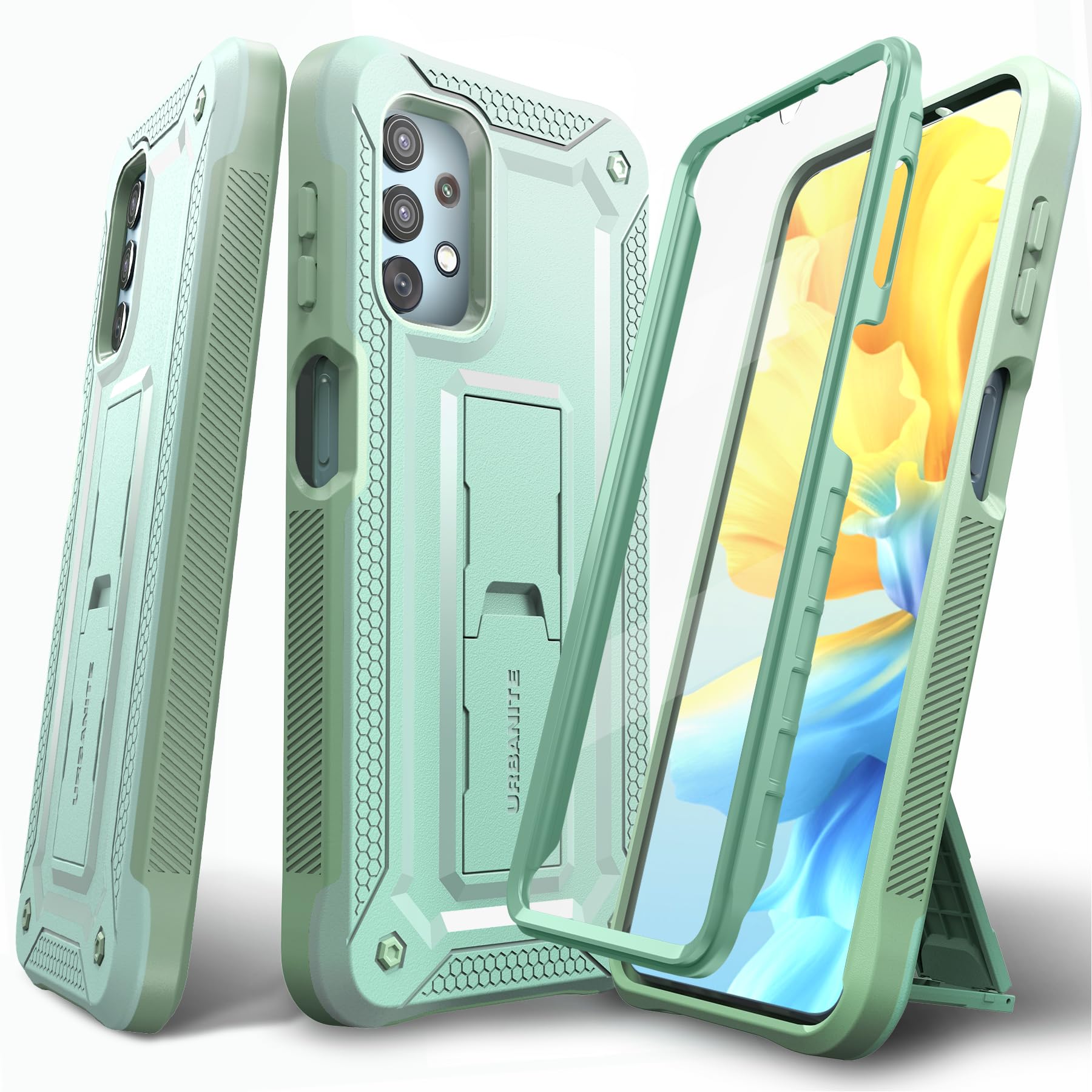 Compatible with Samsung Galaxy A32 5G Case - Ultimate Drop Protection with Built-in Screen Protector and Kickstand (Green)